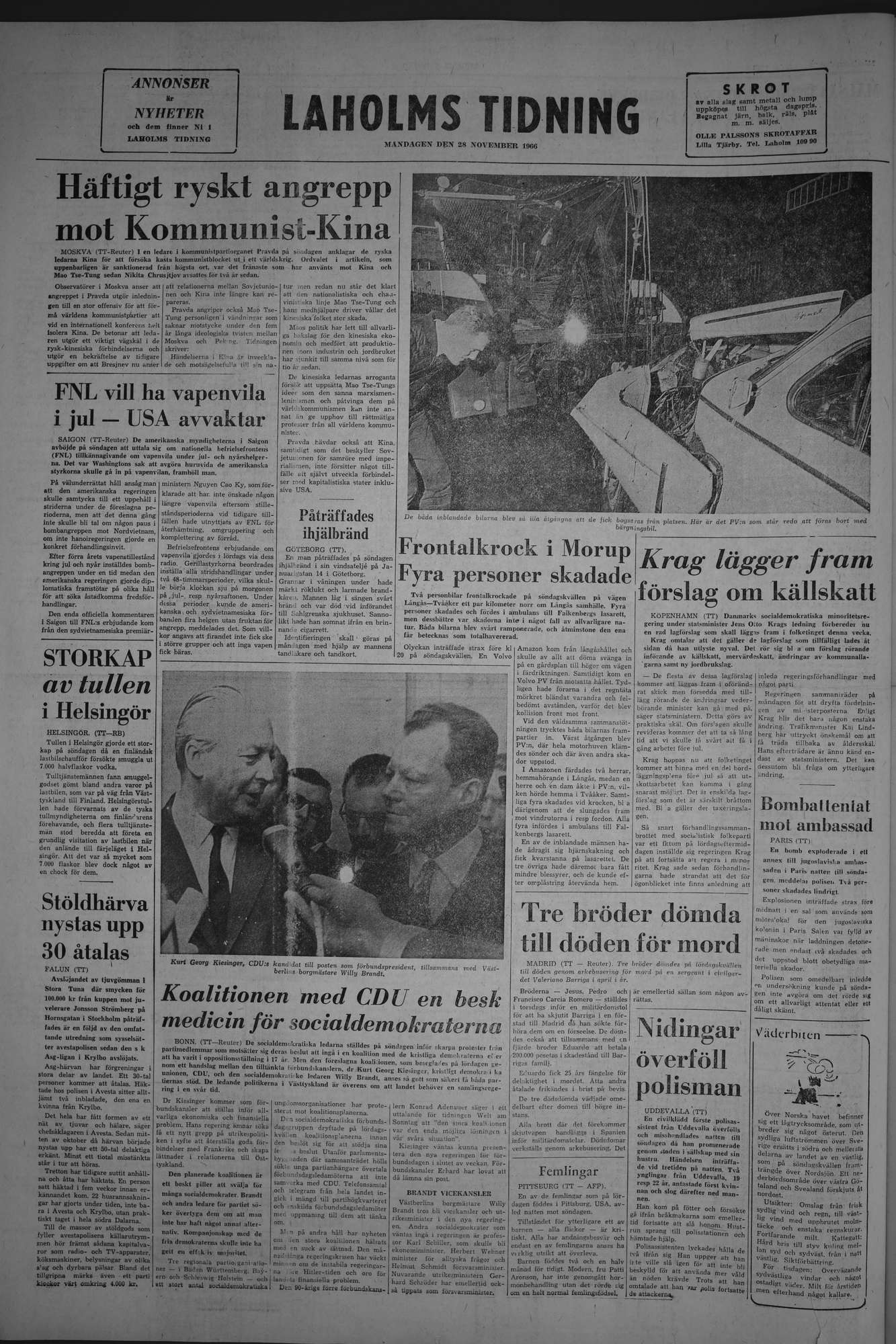 Laholms Tidning Måndag 28 november 1966, sida 8