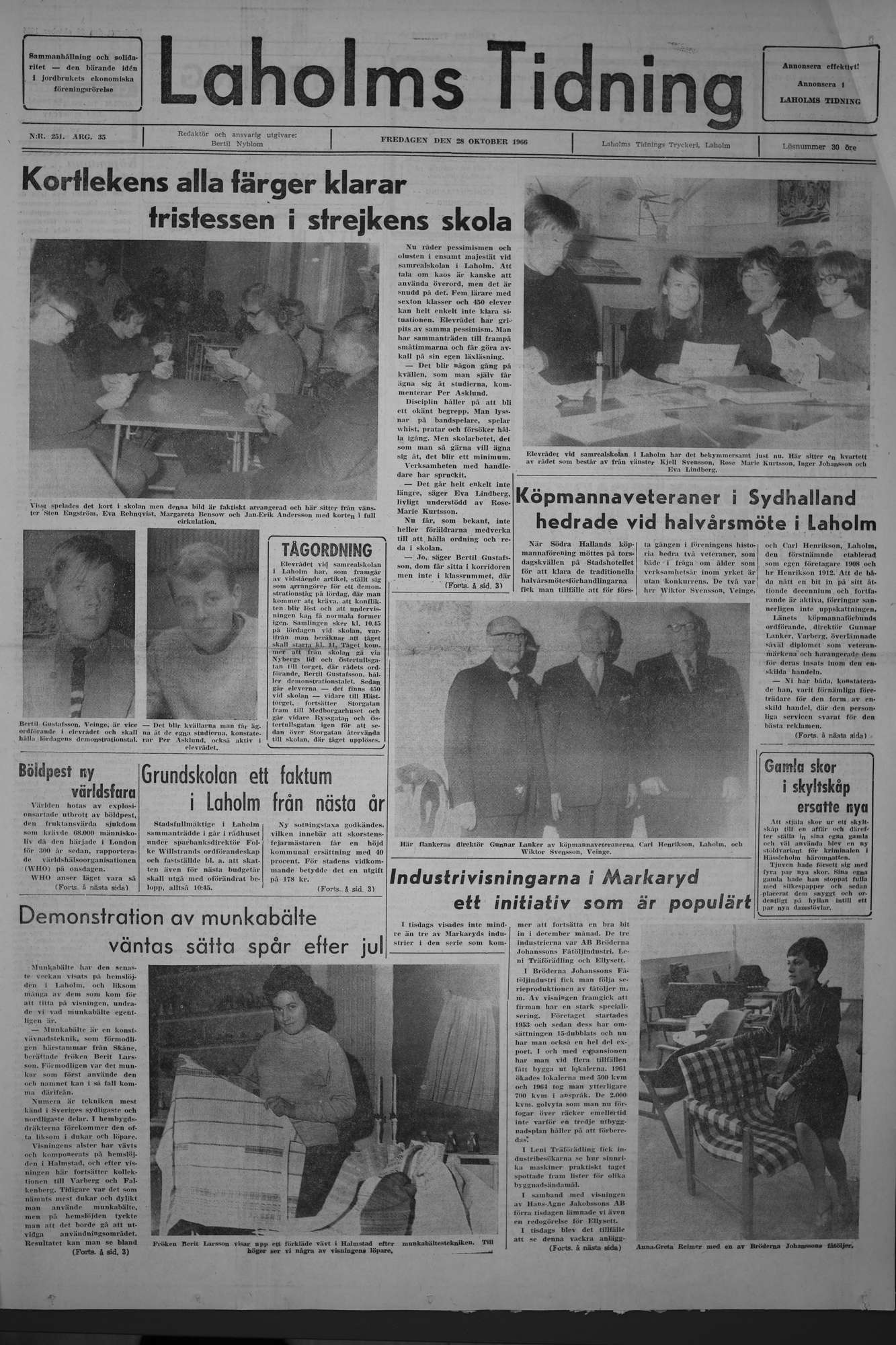 Laholms Tidning Fredag 28 oktober 1966, sida 1