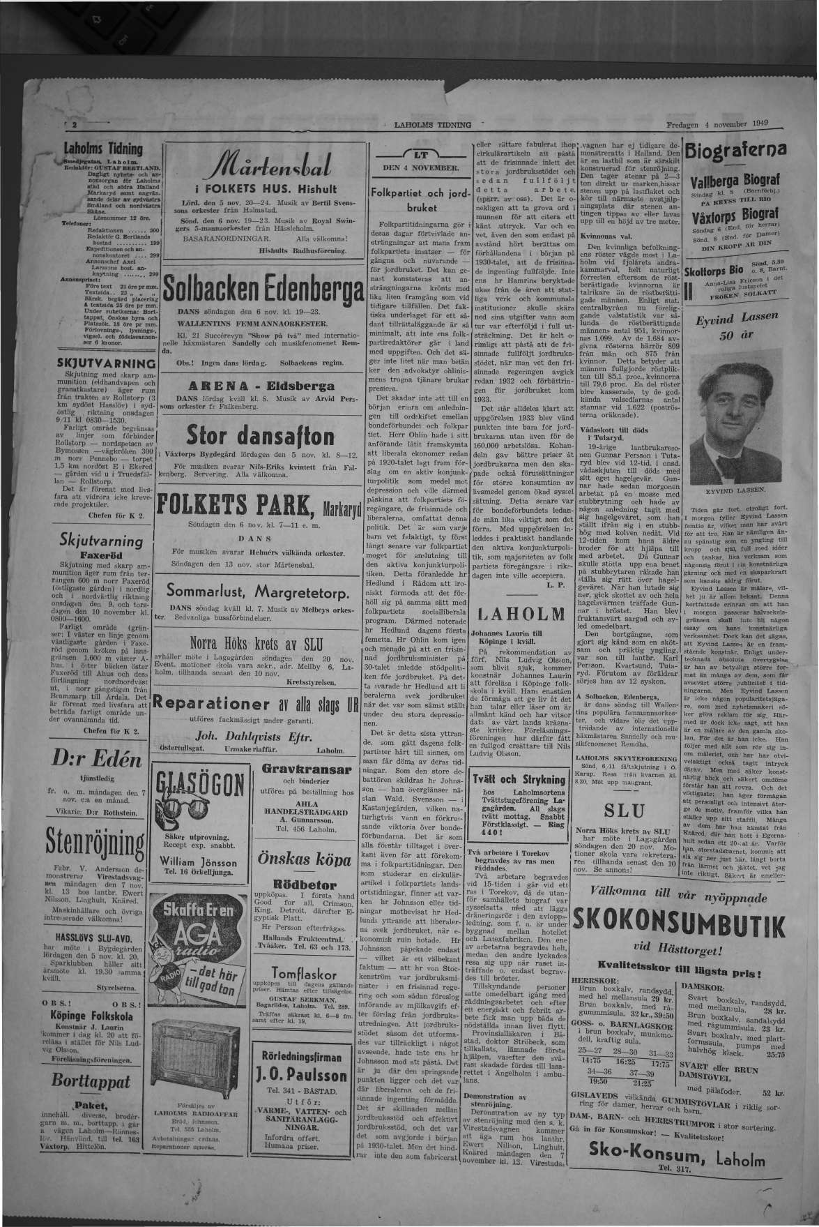 Laholms Tidning Fredag 4 november 1949, sida 2