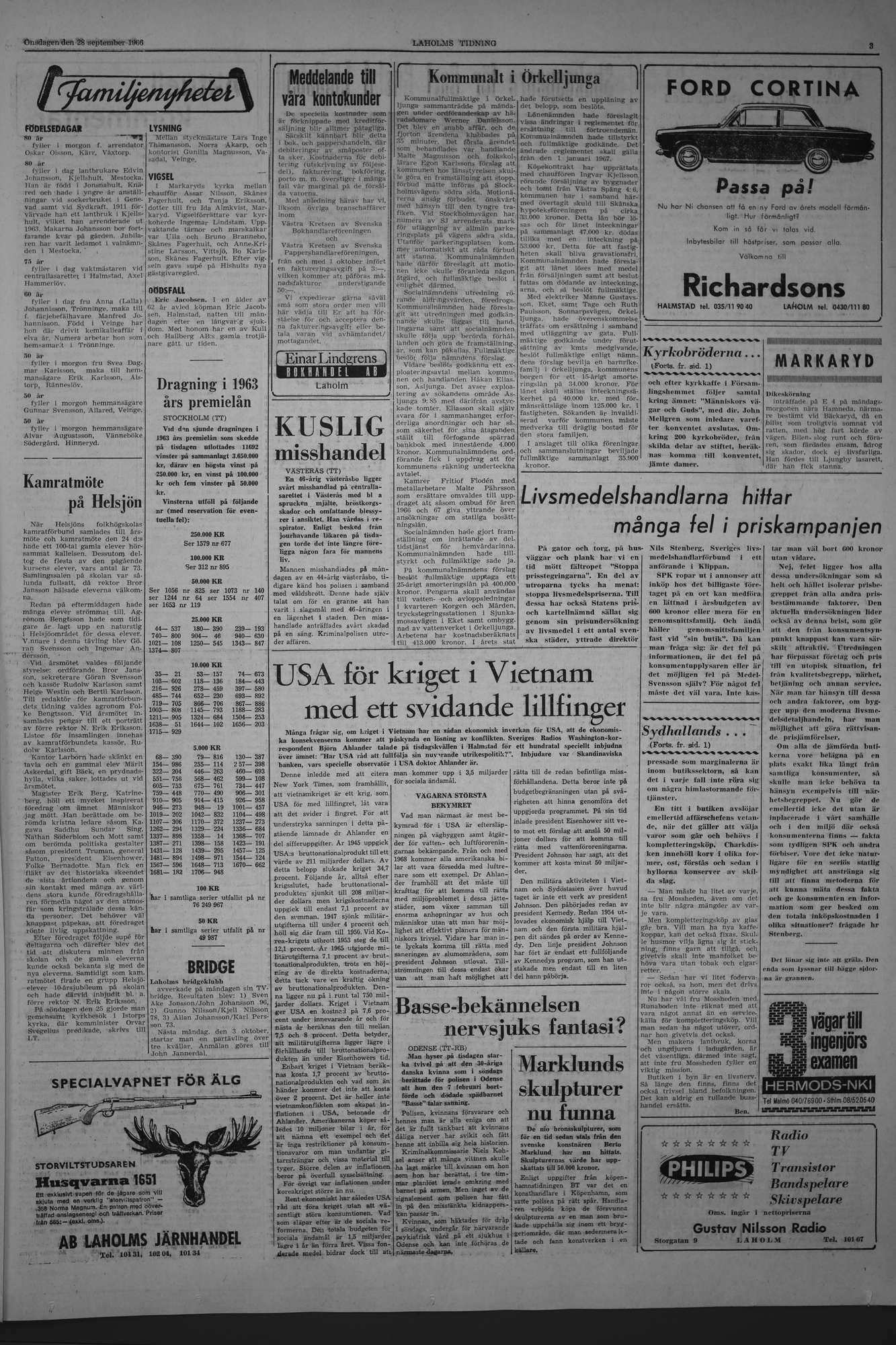 Laholms Tidning Onsdag 28 september 1966, sida 3