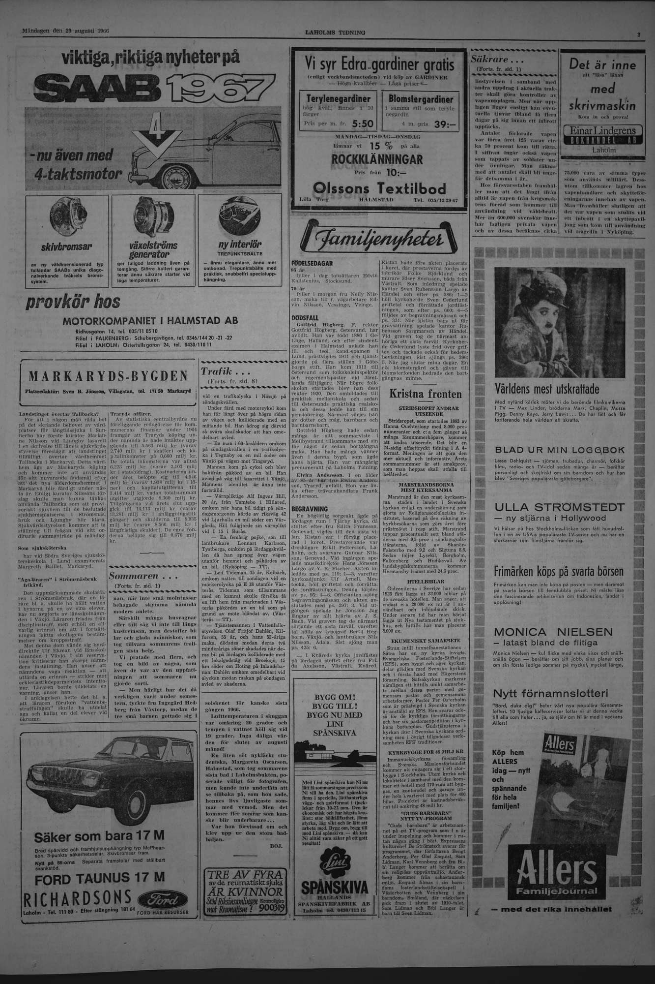 Laholms Tidning Måndag 29 augusti 1966, sida 3