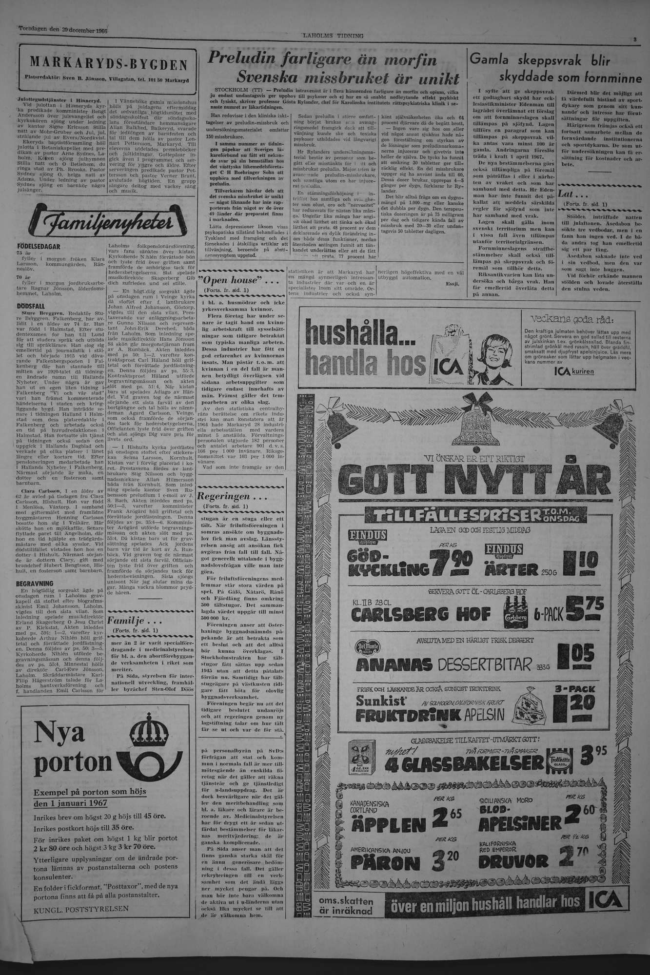 Laholms Tidning Torsdag 29 december 1966, sida 3