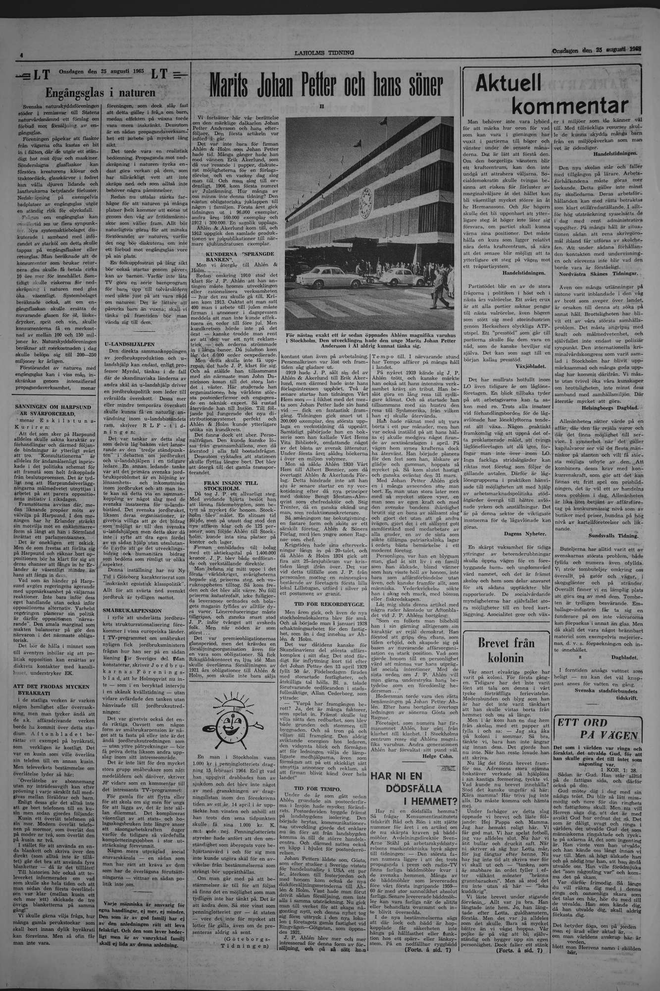 Laholms Tidning Onsdag 25 augusti 1965, sida 4