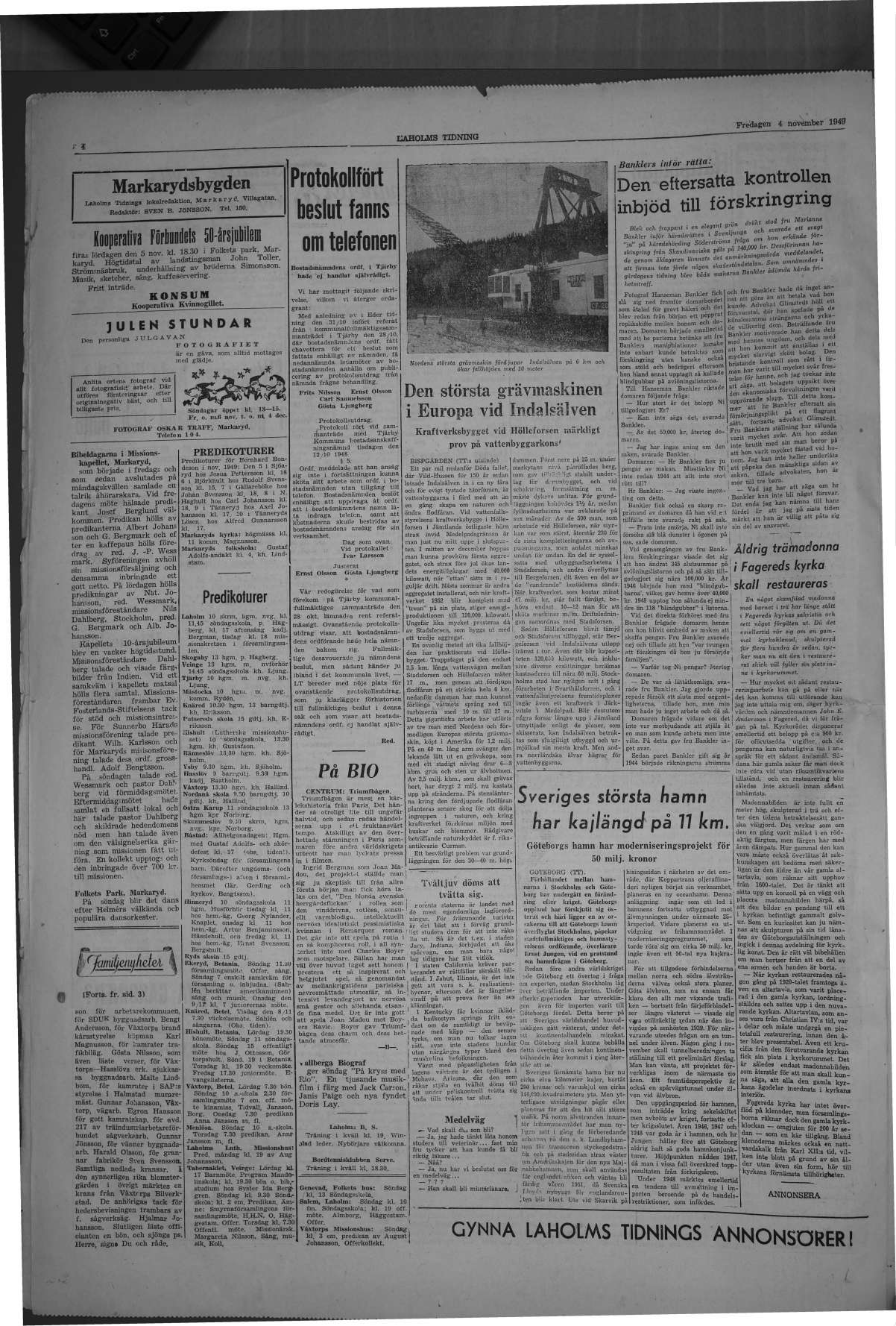 Laholms Tidning Fredag 4 november 1949, sida 4