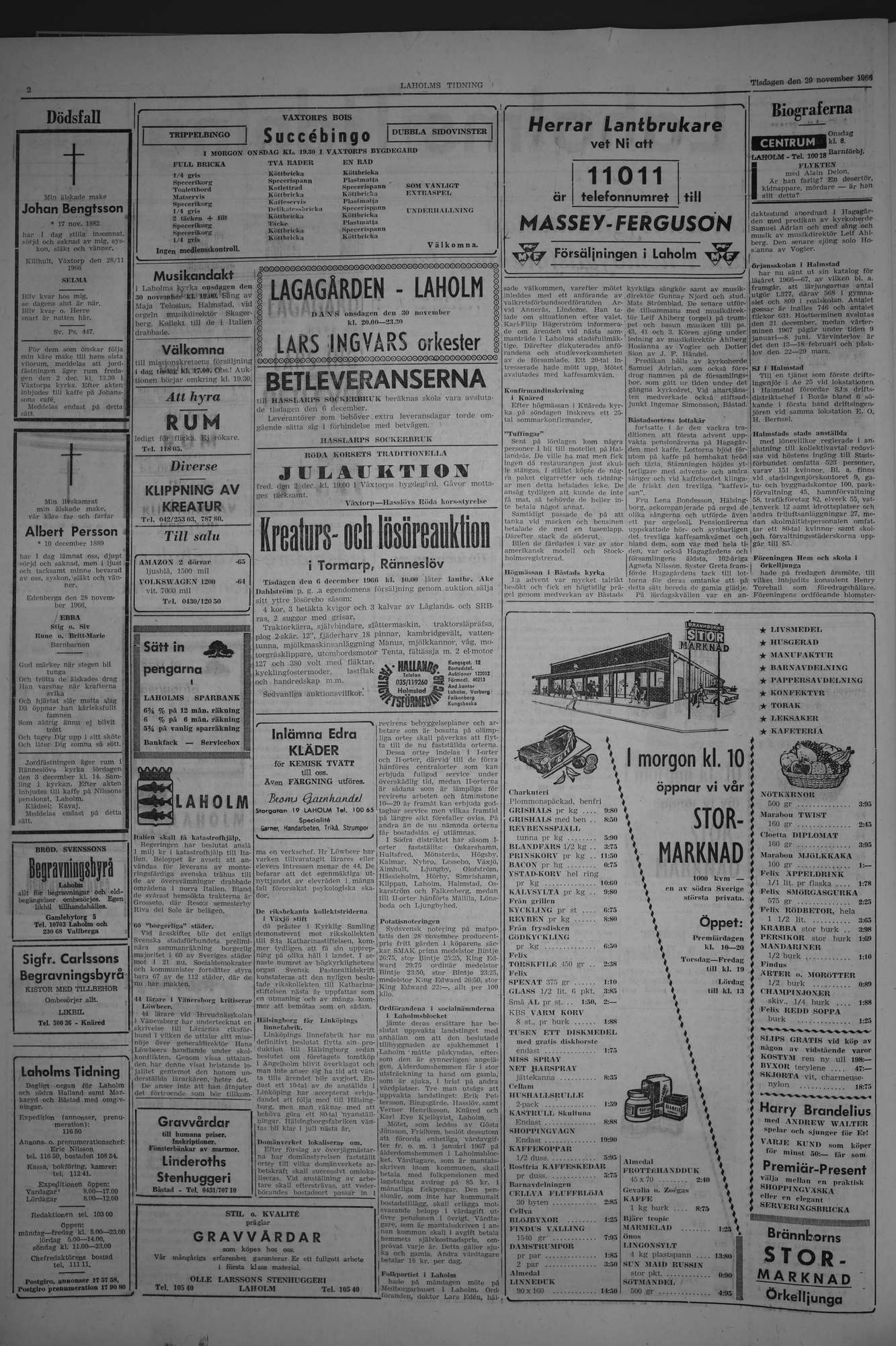 Laholms Tidning Tisdag 29 november 1966, sida 2