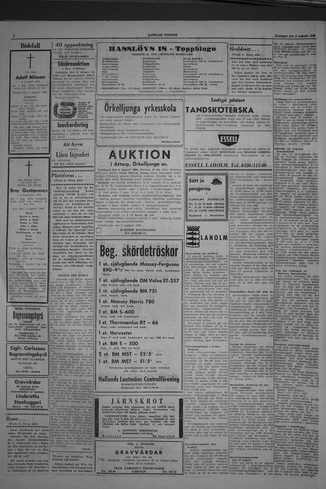 Laholms Tidning Onsdag 3 augusti 1966, sida 2