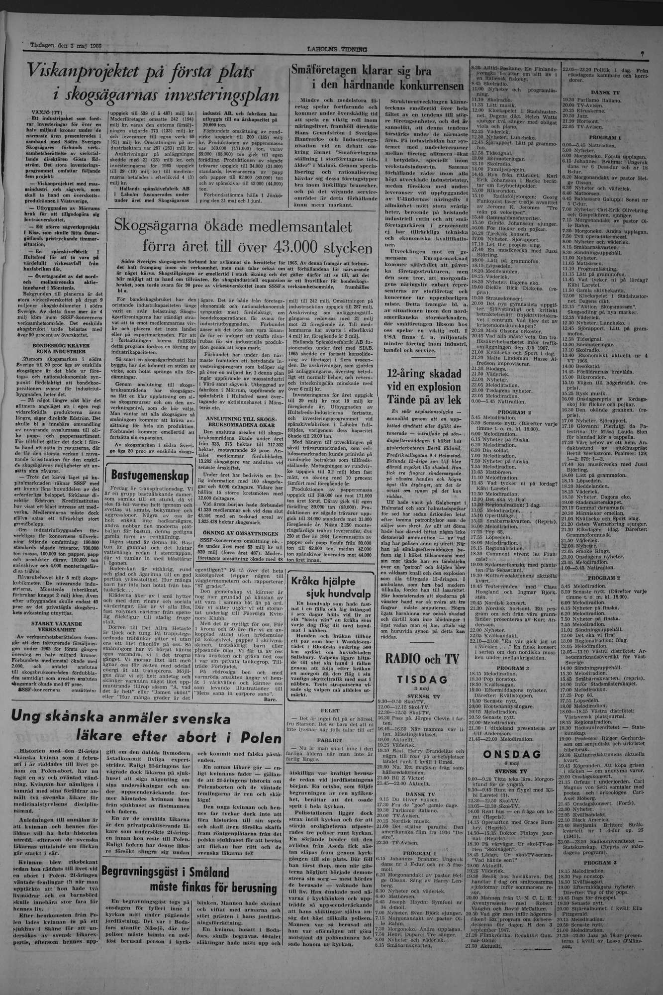 Laholms Tidning Tisdag 3 maj 1966, sida 7