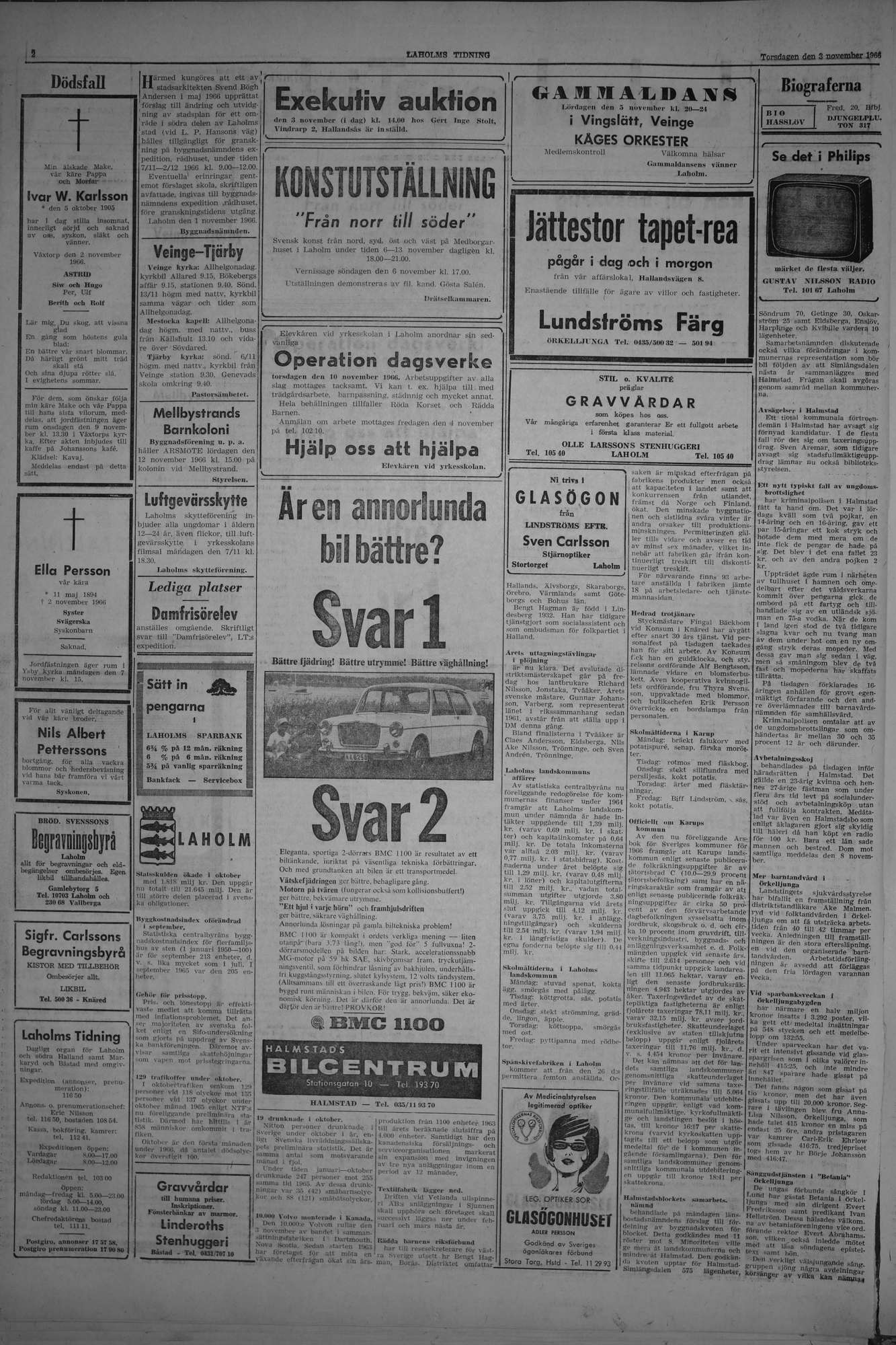 Laholms Tidning Torsdag 3 november 1966, sida 2