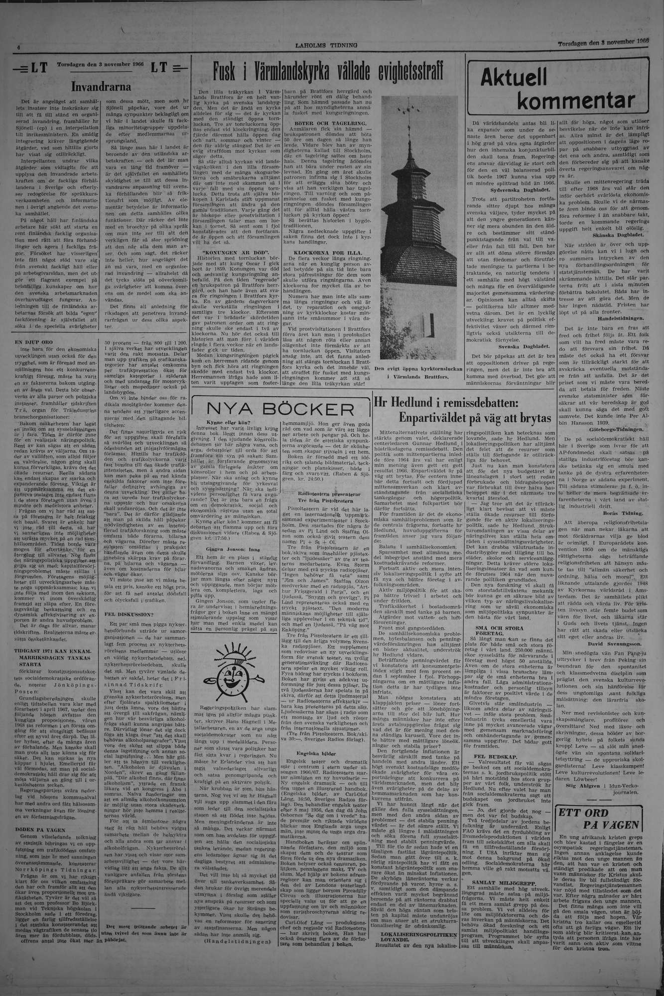 Laholms Tidning Torsdag 3 november 1966, sida 4