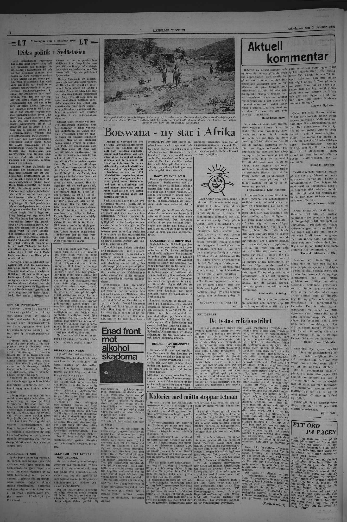 Laholms Tidning Måndag 3 oktober 1966, sida 4