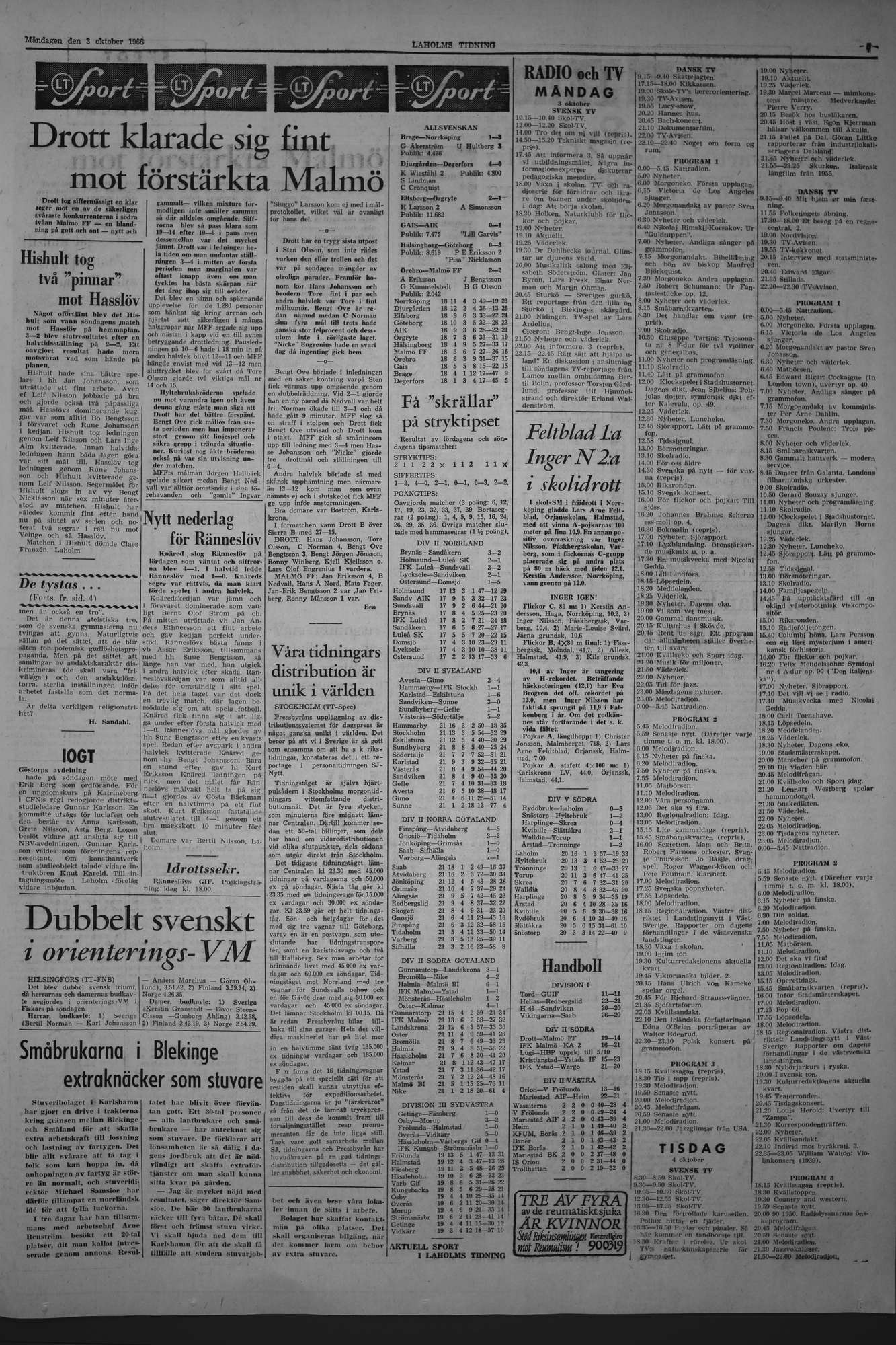 Laholms Tidning Måndag 3 oktober 1966, sida 7