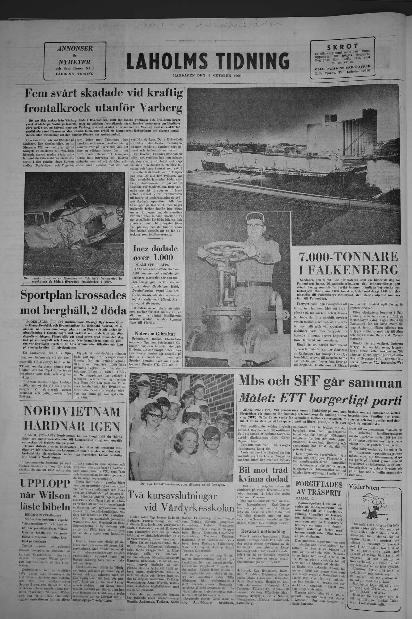 Laholms Tidning Måndag 3 oktober 1966, sida 8