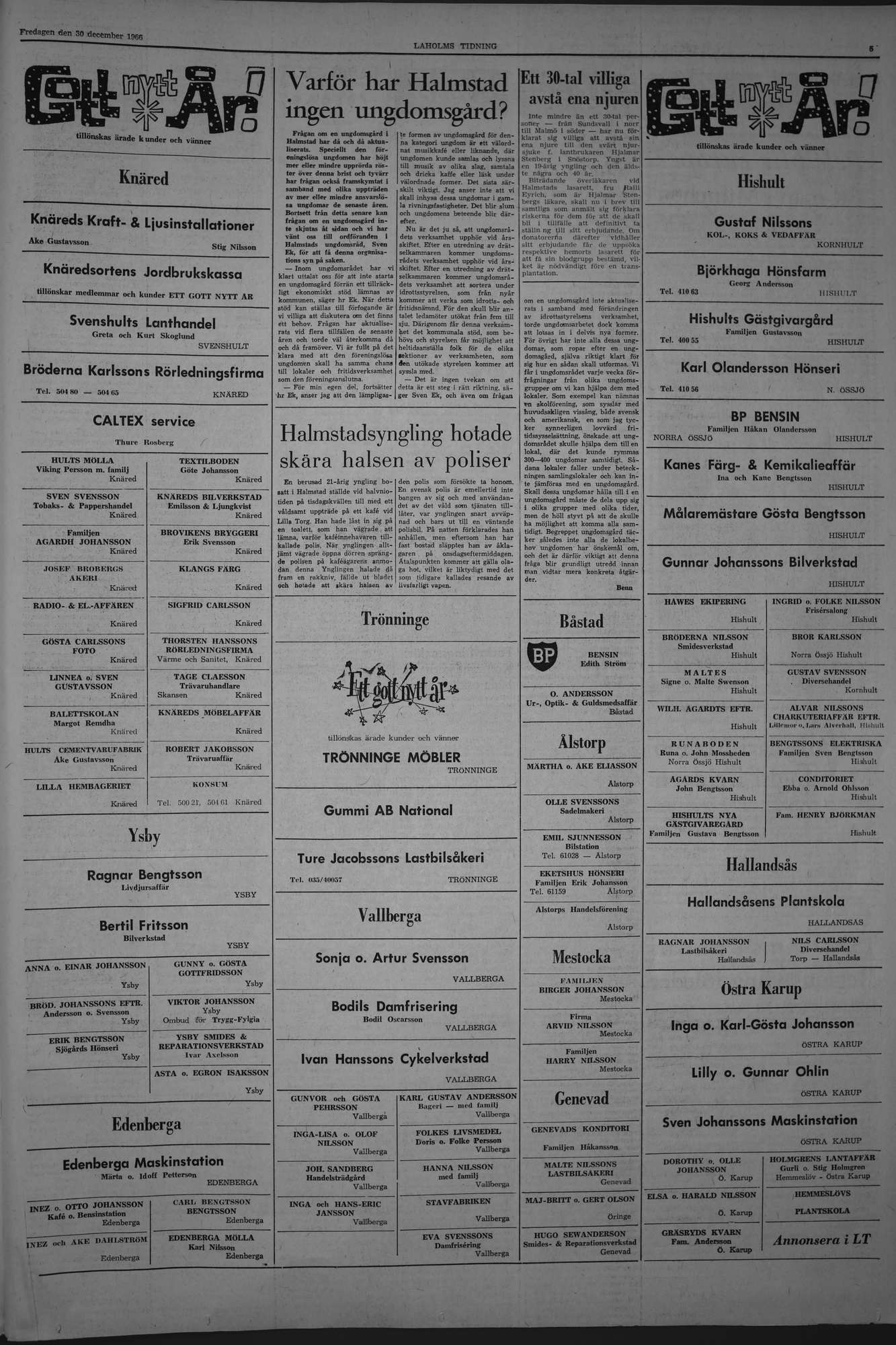Laholms Tidning Fredag 30 december 1966, sida 5