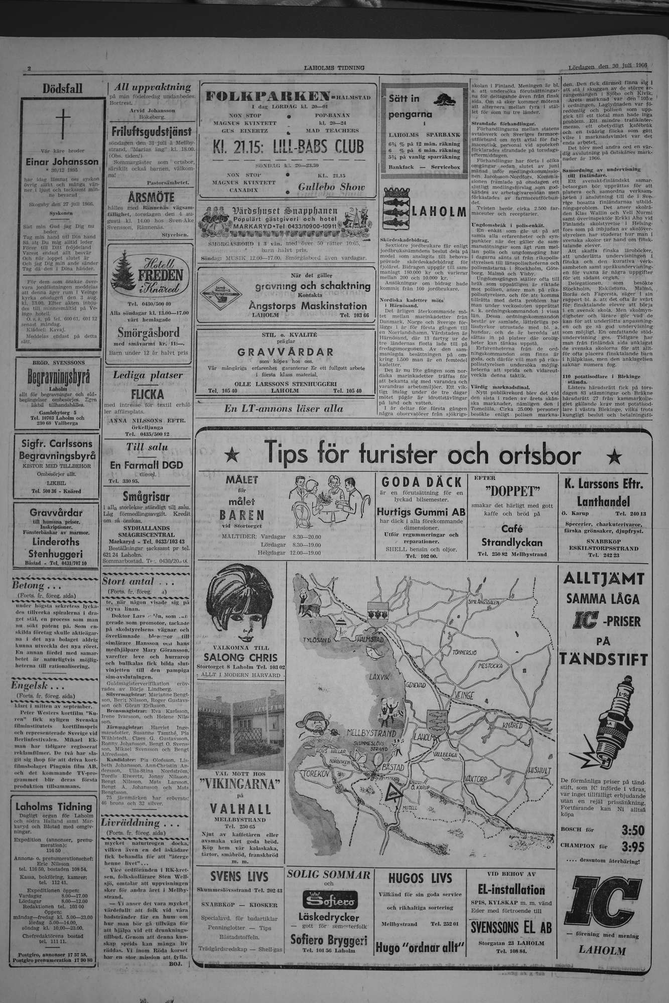 Laholms Tidning Lördag 30 juli 1966, sida 2