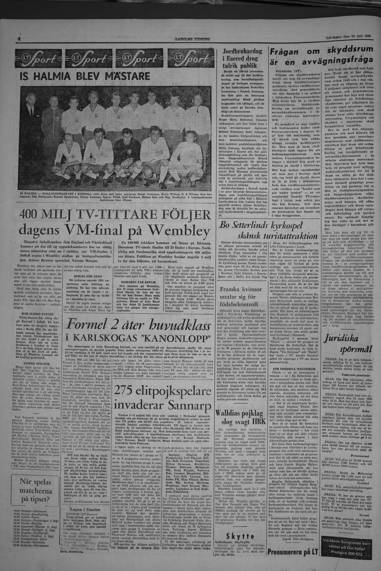 Laholms Tidning Lördag 30 juli 1966, sida 6