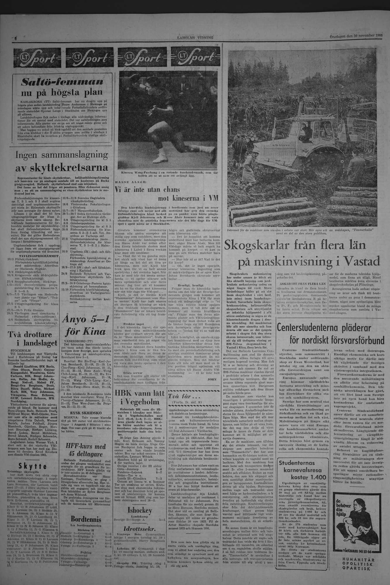 Laholms Tidning Onsdag 30 november 1966, sida 6