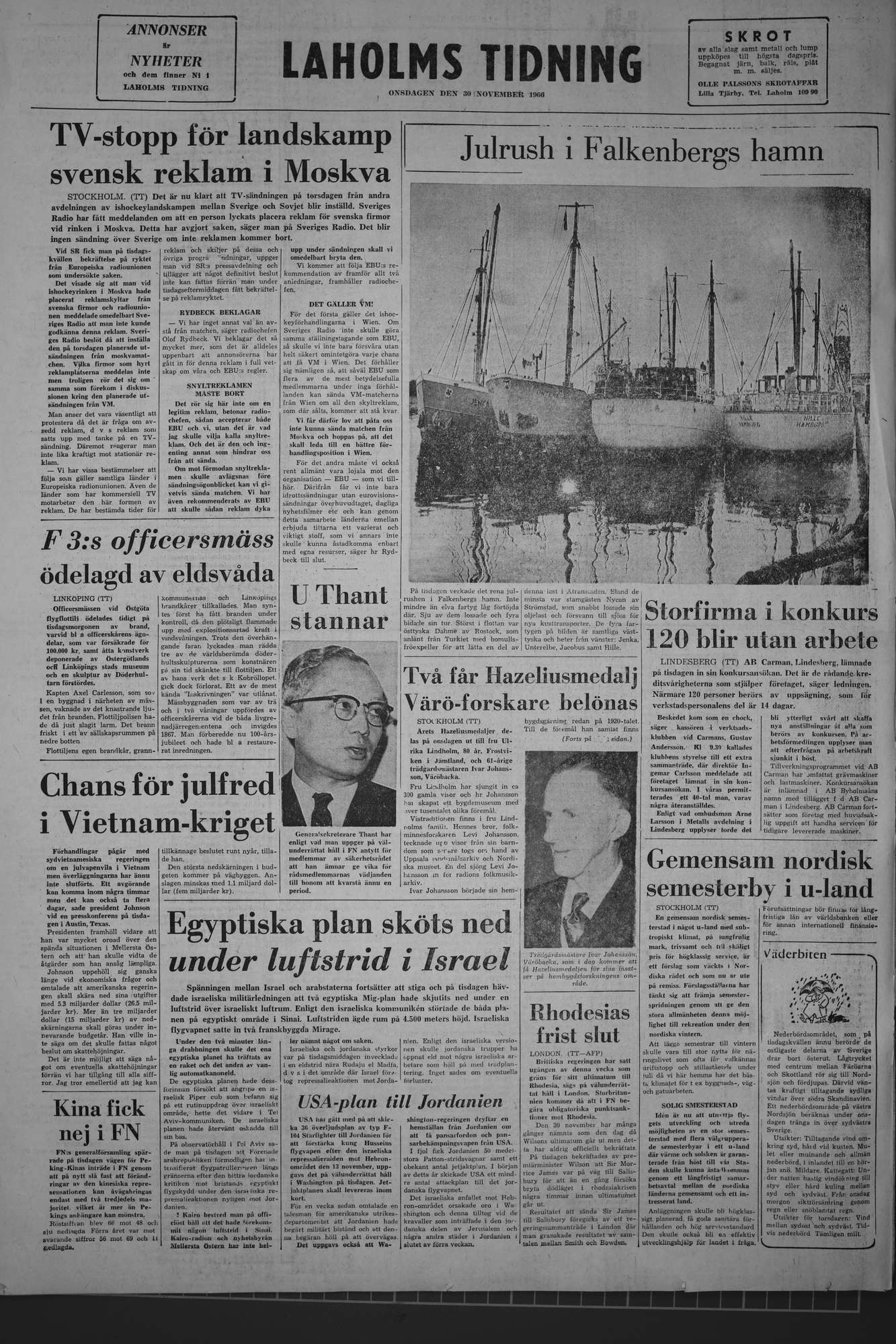 Laholms Tidning Onsdag 30 november 1966, sida 8