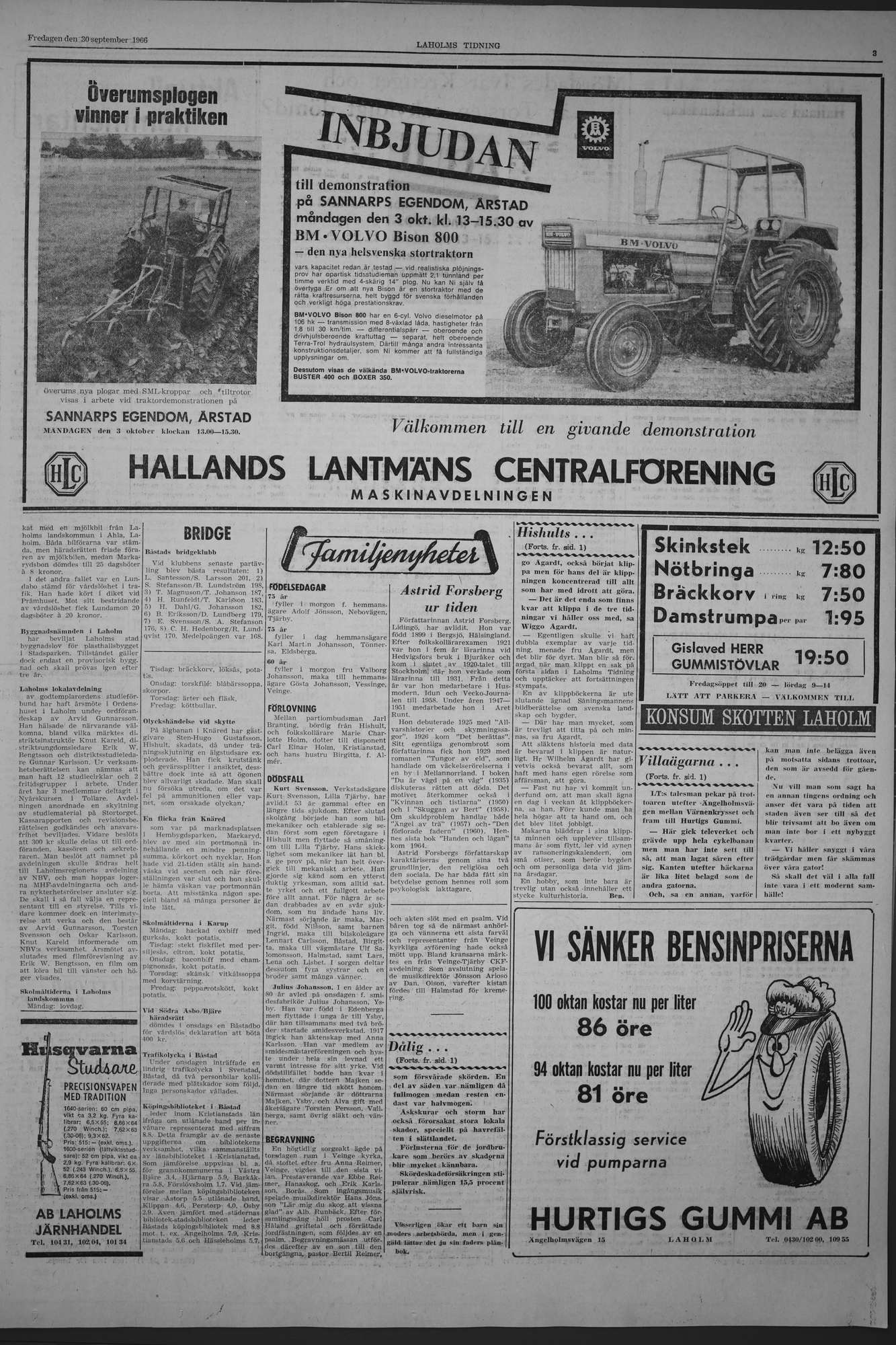Laholms Tidning Fredag 30 september 1966, sida 3