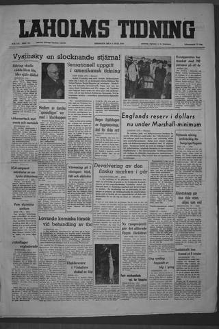 Förstasidan, Tisdag 5 juli 1949