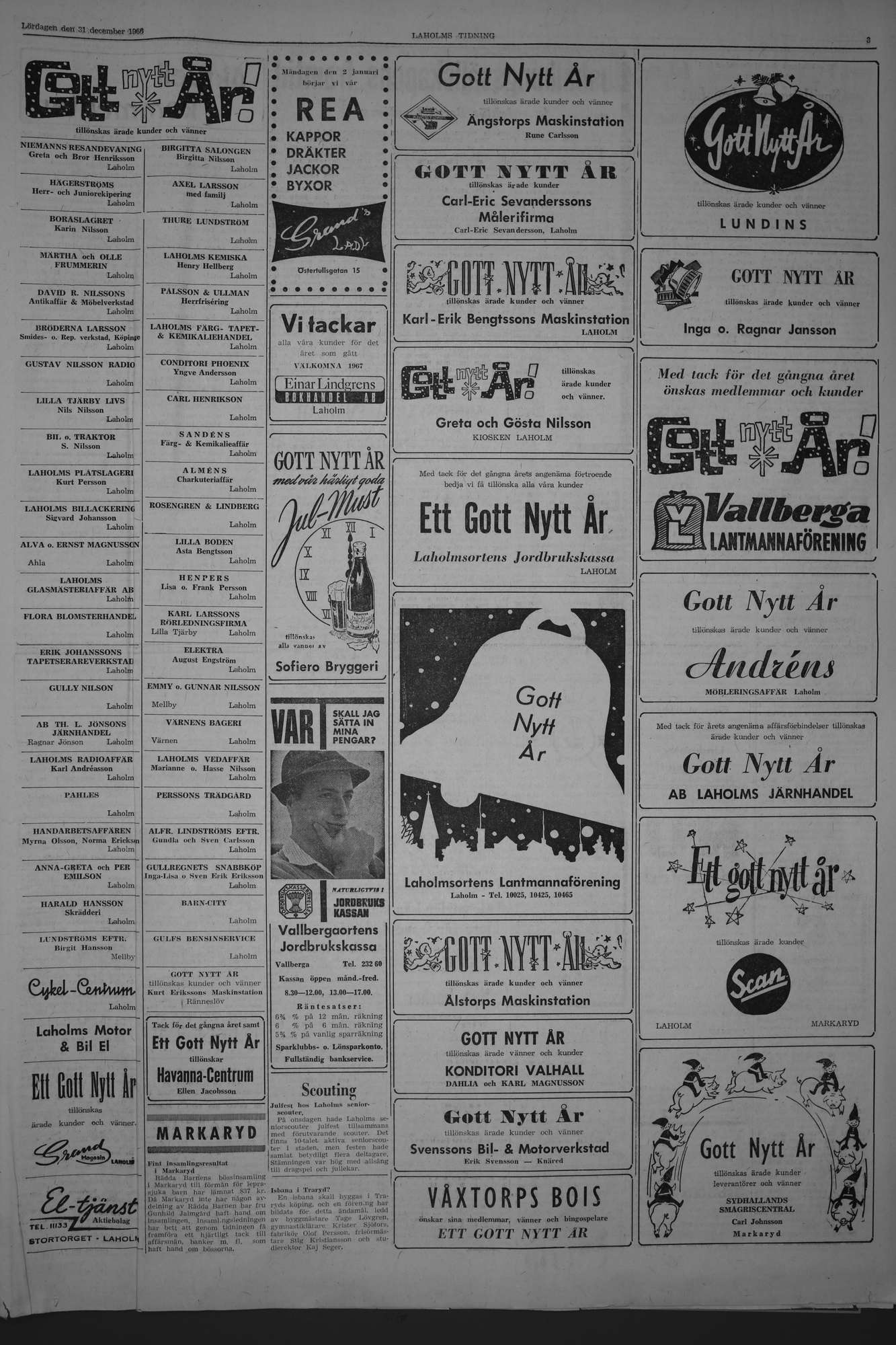 Laholms Tidning Lördag 31 december 1966, sida 3