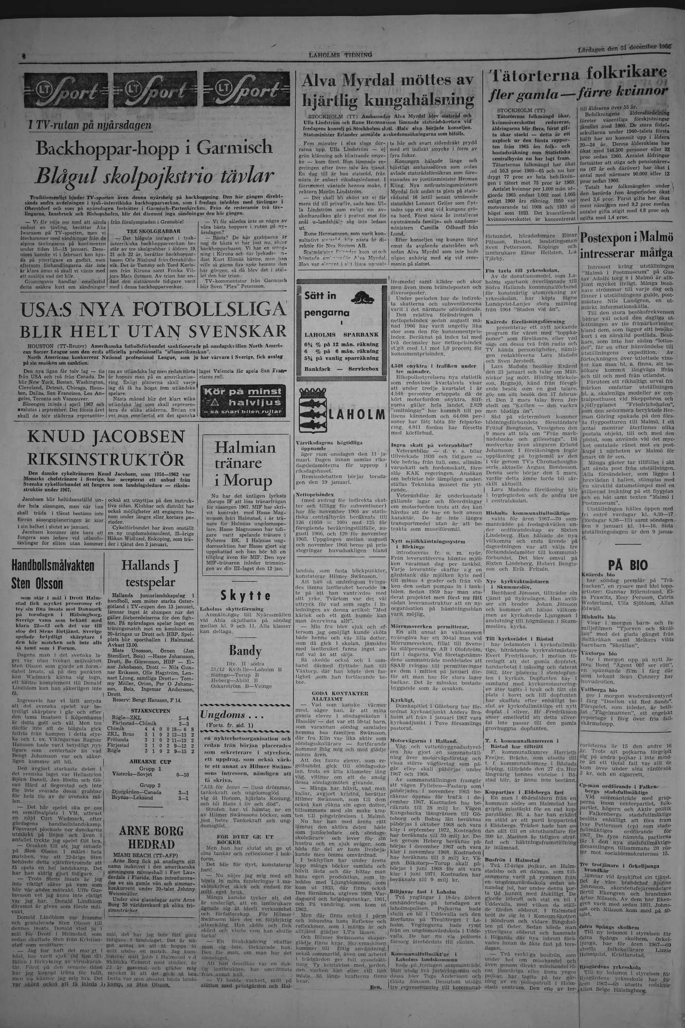 Laholms Tidning Lördag 31 december 1966, sida 6