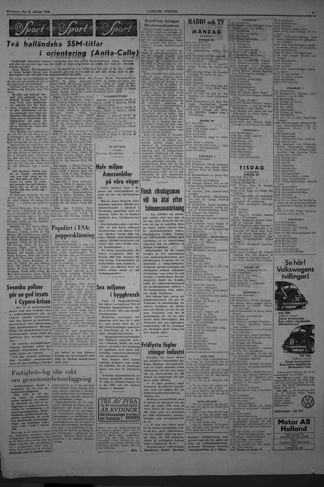 Laholms Tidning Måndag 31 oktober 1966, sida 7
