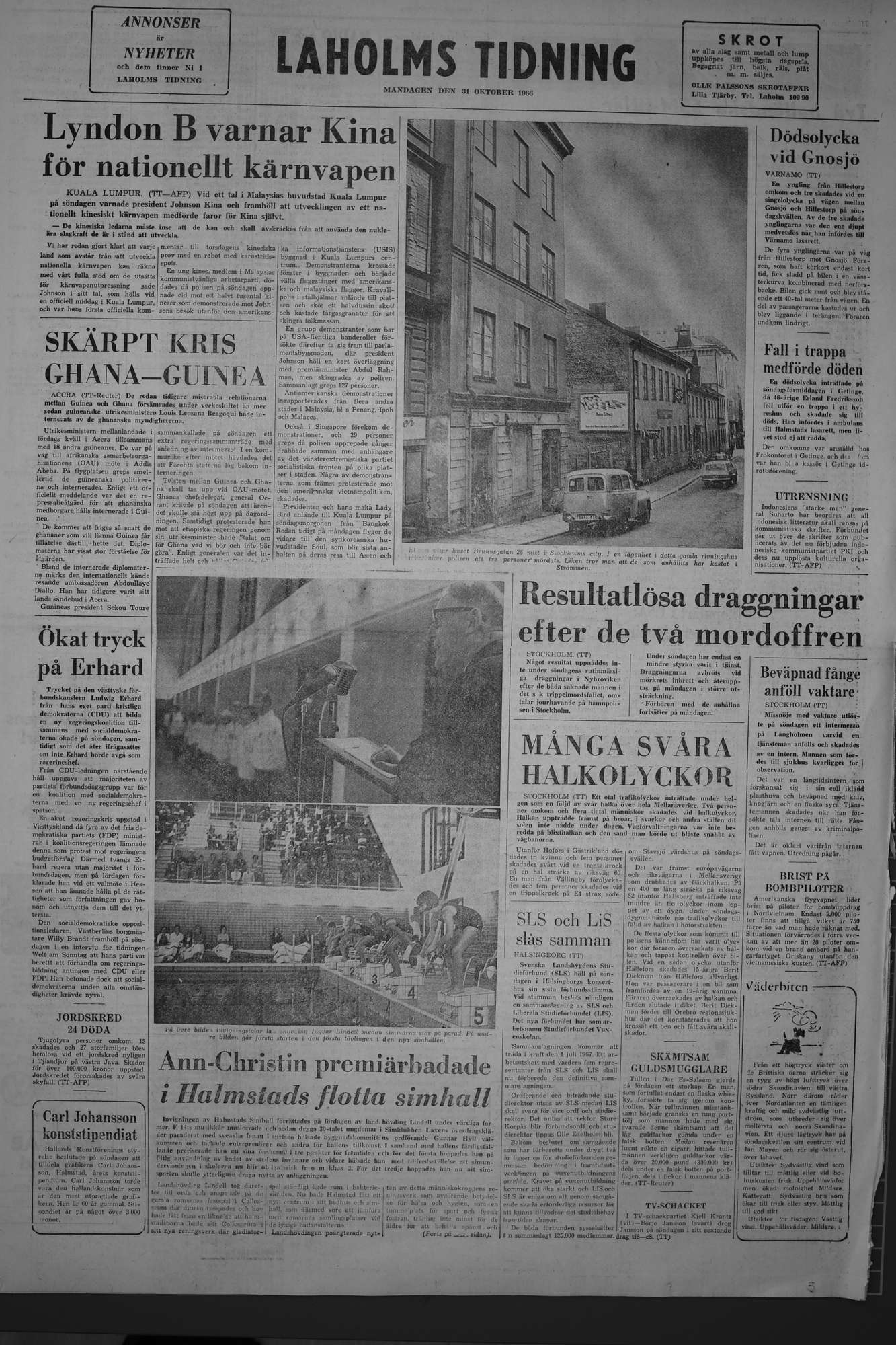Laholms Tidning Måndag 31 oktober 1966, sida 8