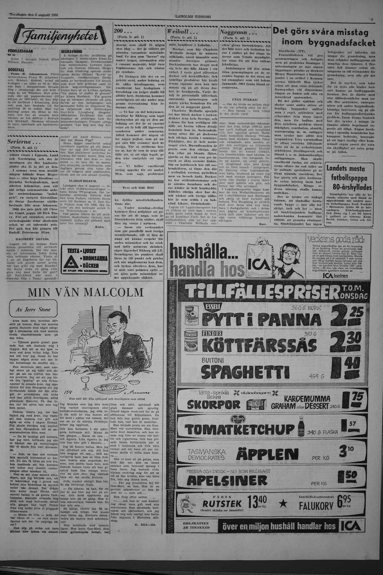 Laholms Tidning Torsdag 4 augusti 1966, sida 3