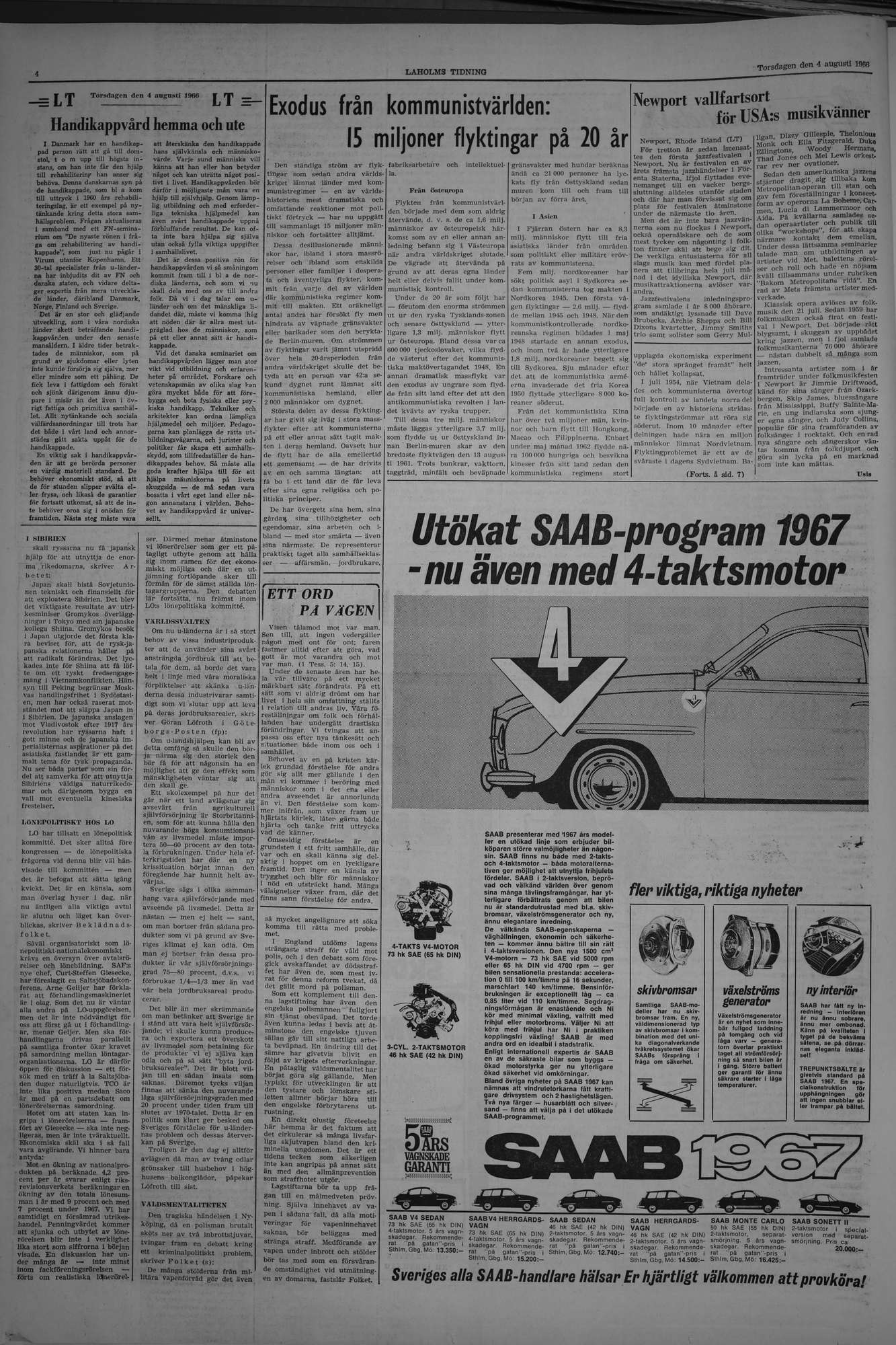 Laholms Tidning Torsdag 4 augusti 1966, sida 4