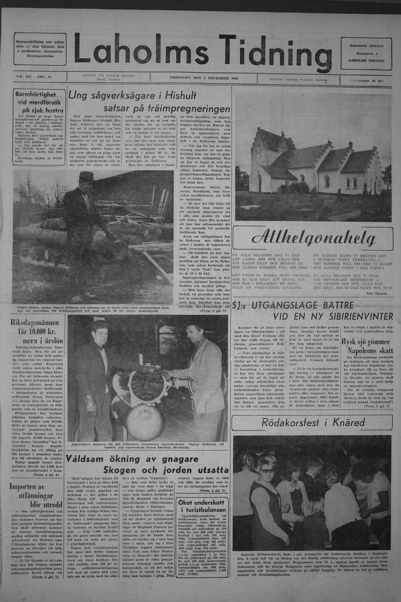Laholms Tidning Fredag 4 november 1966, sida 1