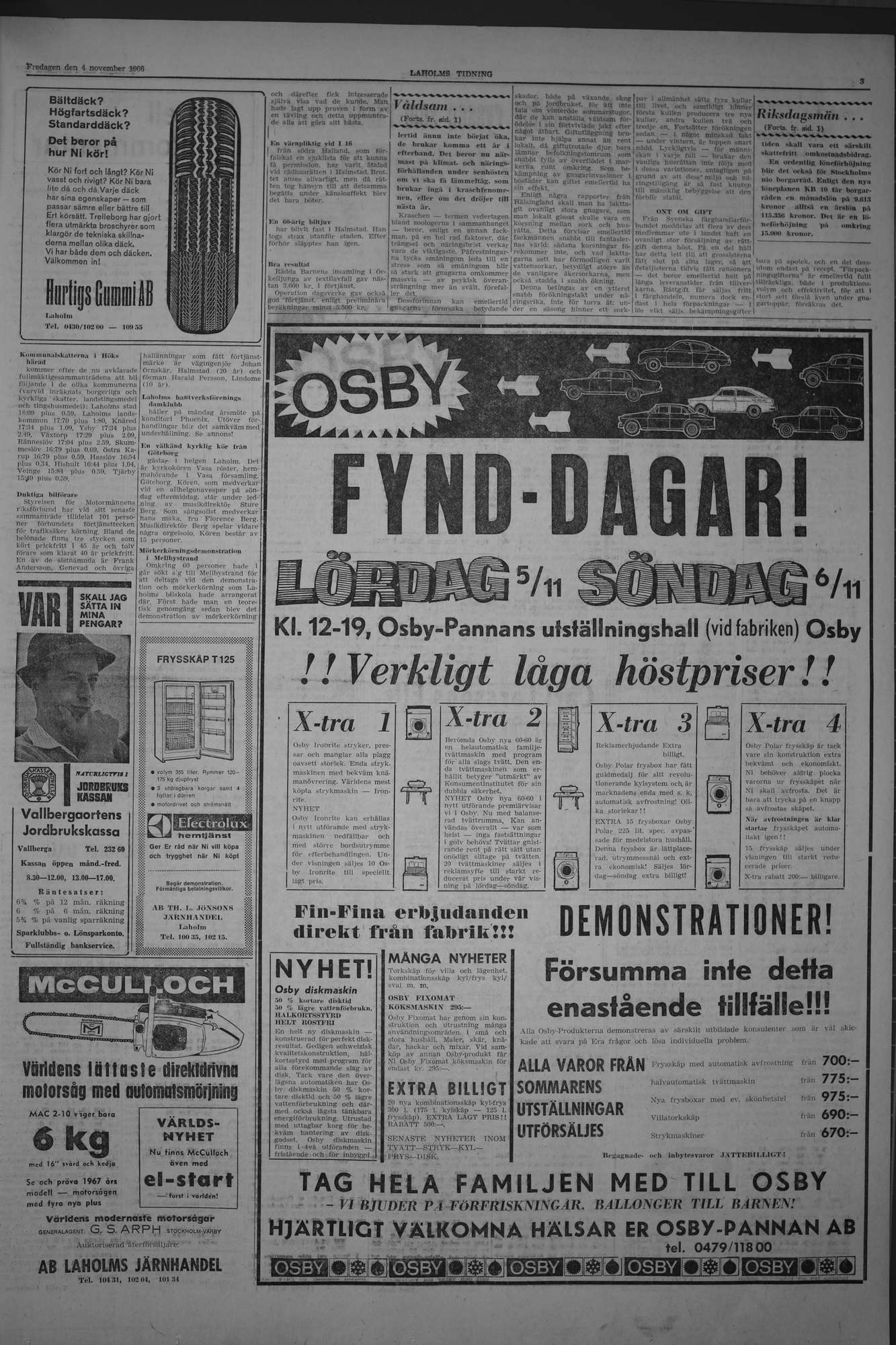 Laholms Tidning Fredag 4 november 1966, sida 3