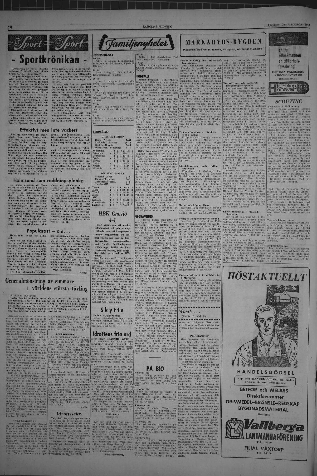 Laholms Tidning Fredag 4 november 1966, sida 6
