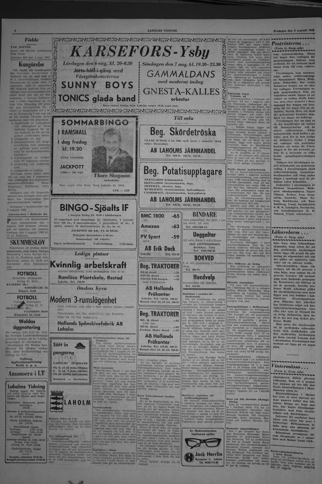 Laholms Tidning Fredag 5 augusti 1966, sida 2