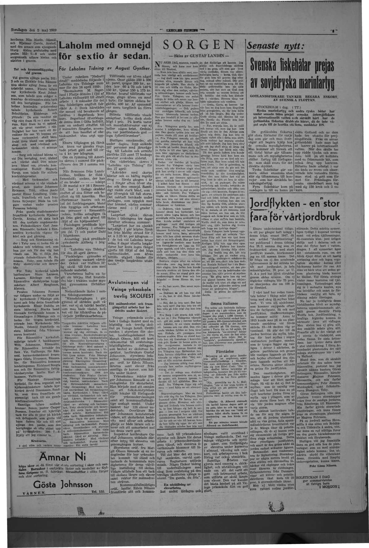 Laholms Tidning Torsdag 5 maj 1949, sida 3