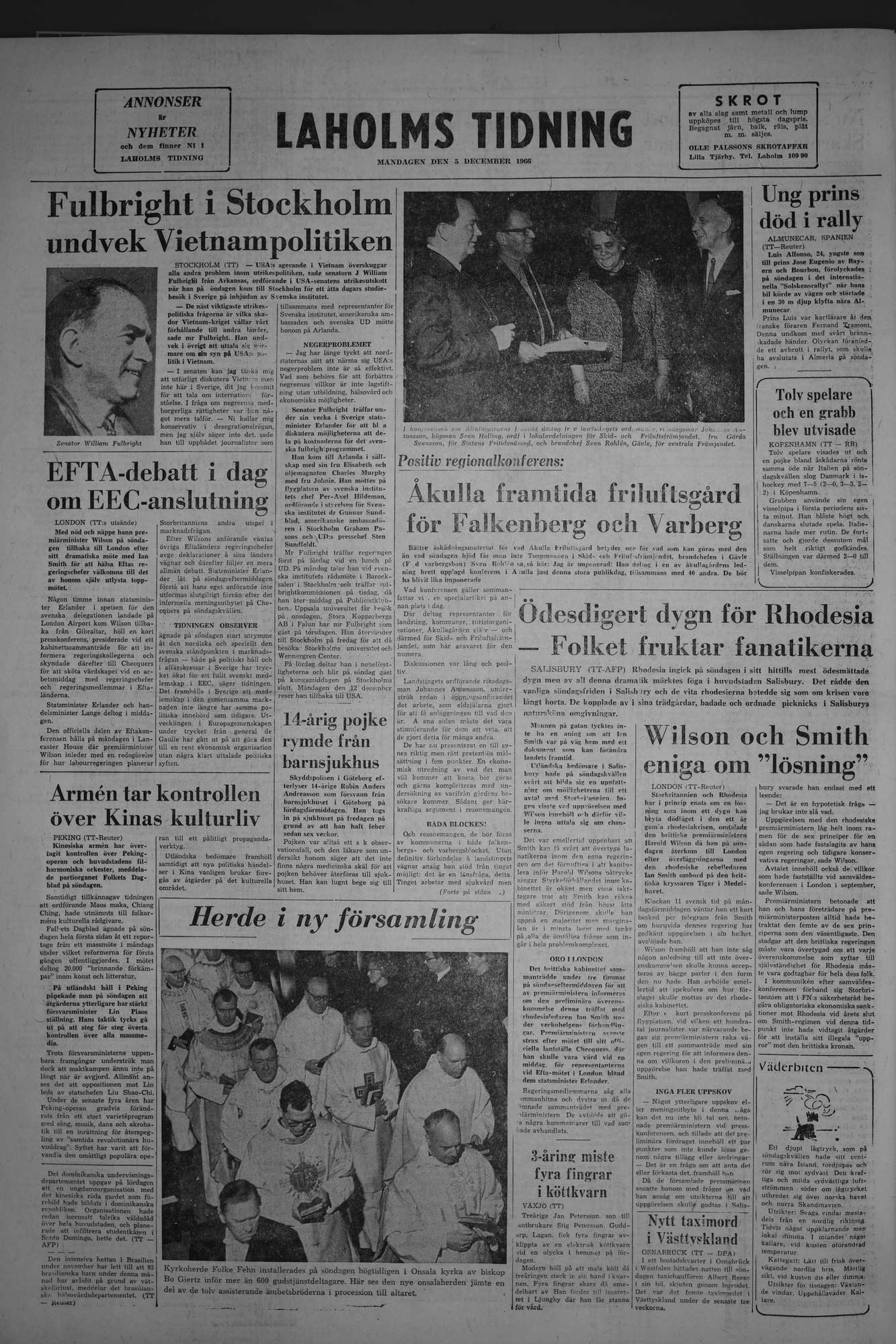 Laholms Tidning Måndag 5 december 1966, sida 8