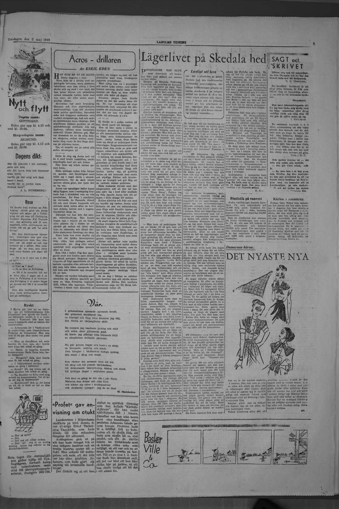 Laholms Tidning Torsdag 5 maj 1949, sida 5