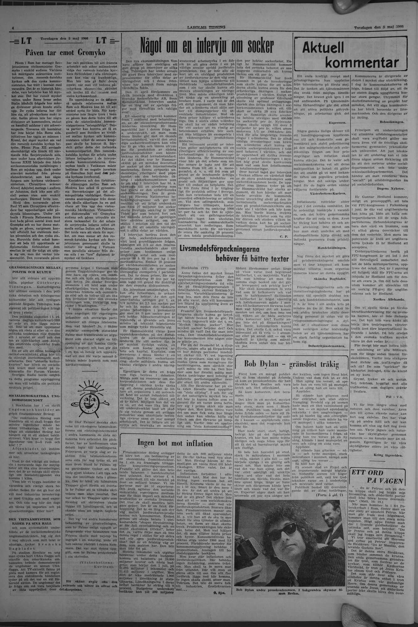 Laholms Tidning Torsdag 5 maj 1966, sida 4