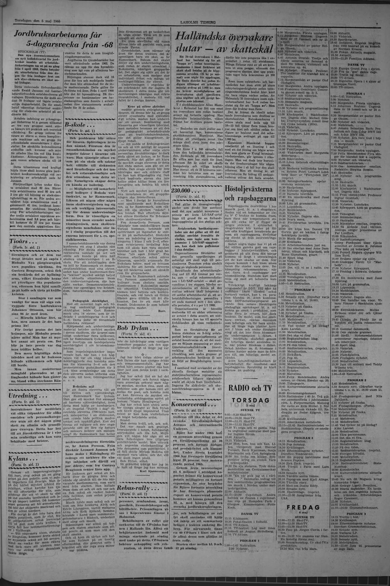 Laholms Tidning Torsdag 5 maj 1966, sida 7