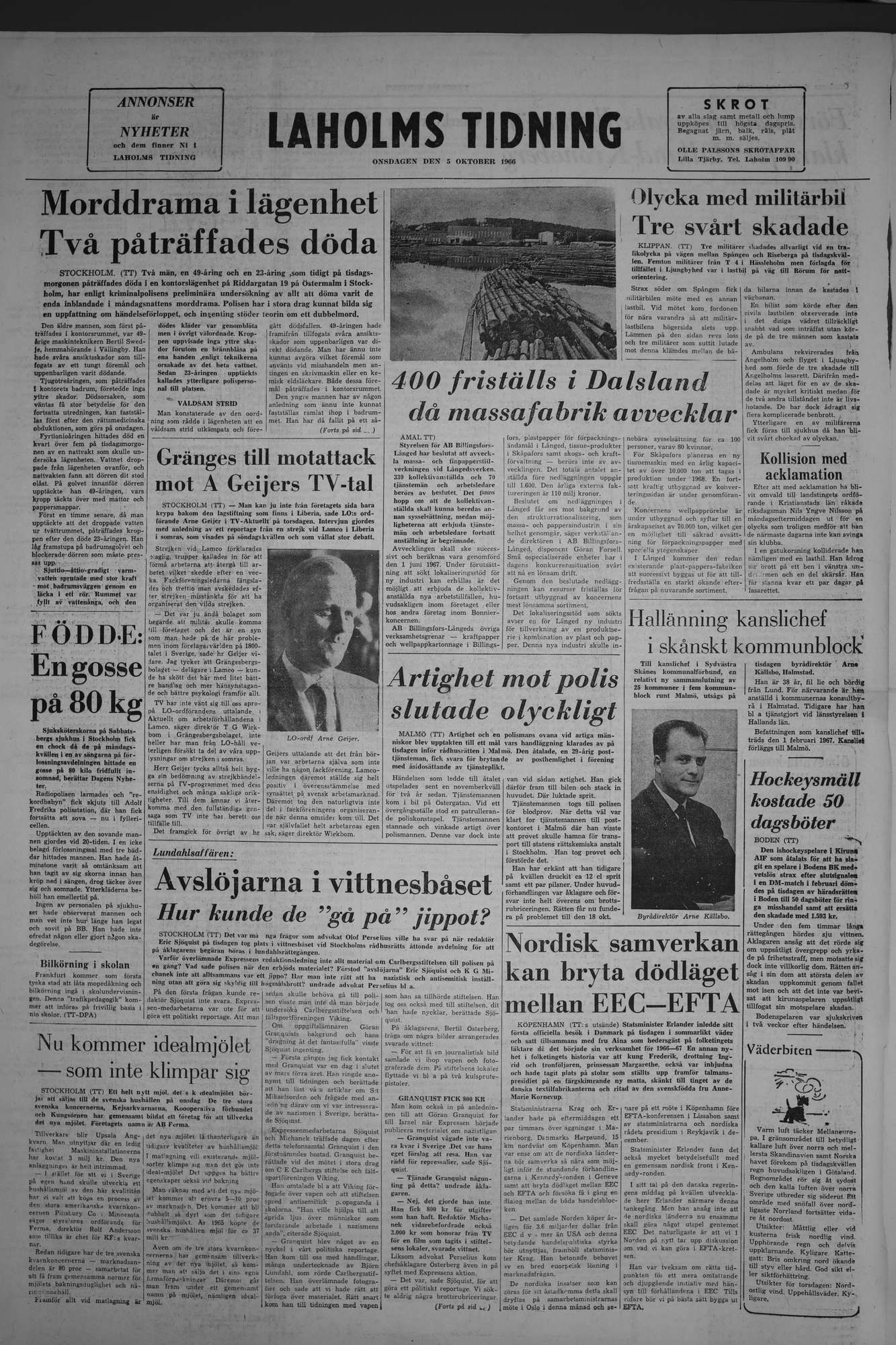 Laholms Tidning Onsdag 5 oktober 1966, sida 8