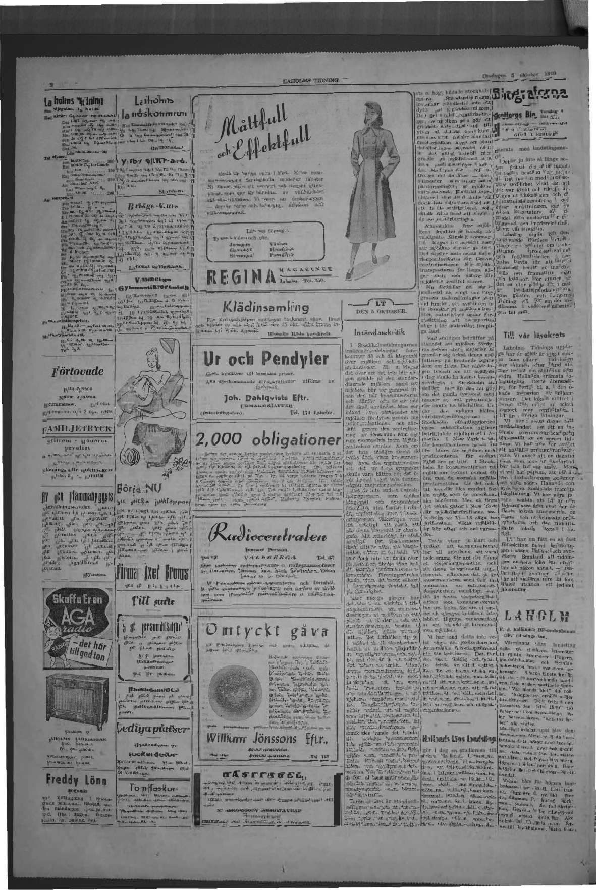 Laholms Tidning Onsdag 5 oktober 1949, sida 2