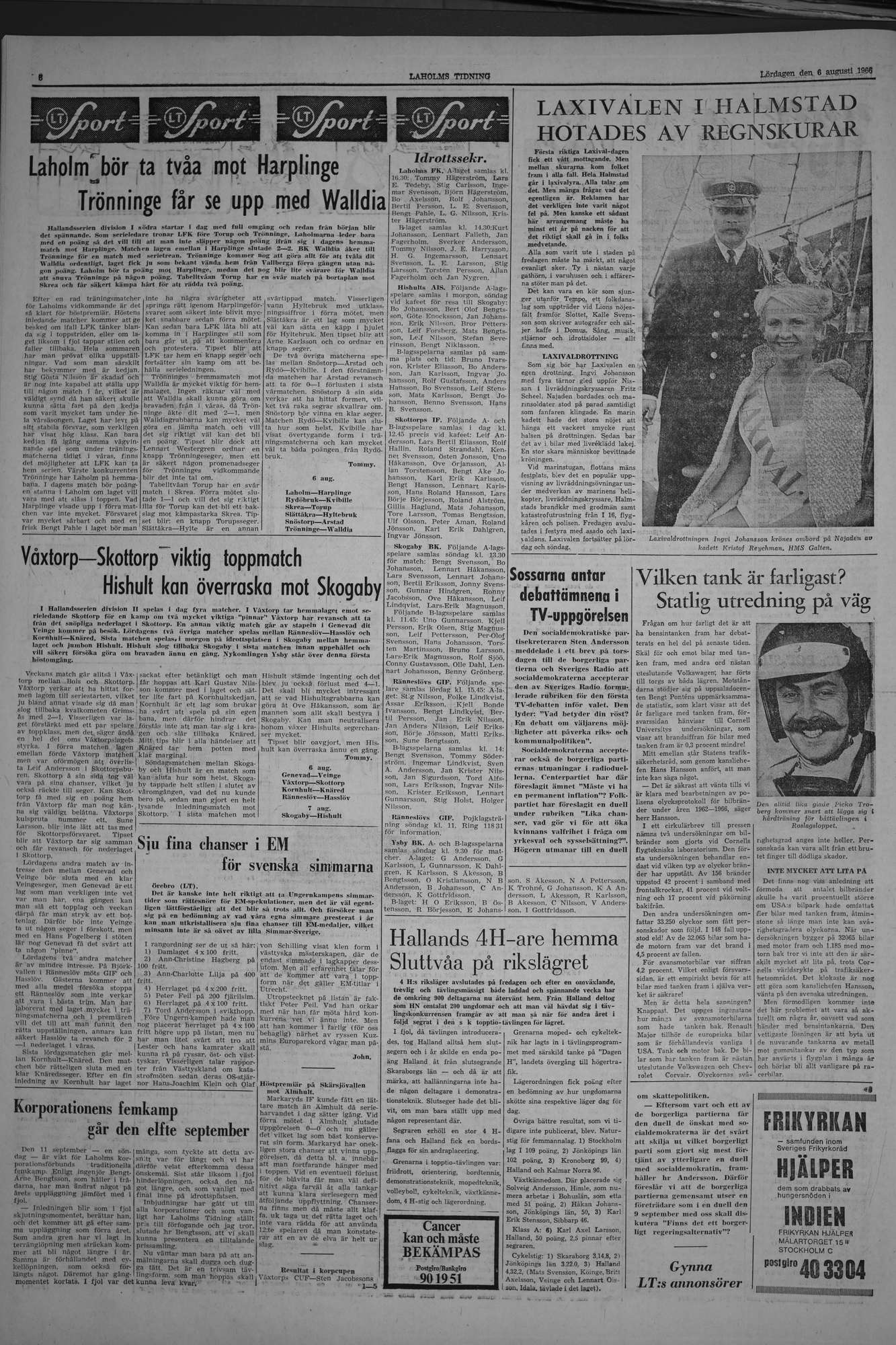 Laholms Tidning Lördag 6 augusti 1966, sida 6