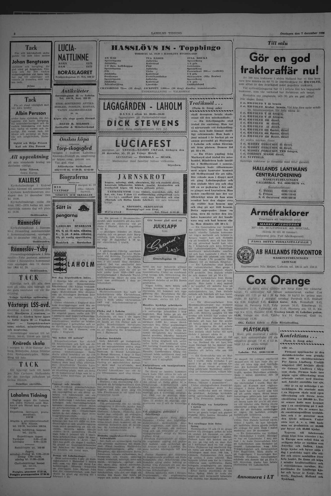 Laholms Tidning Onsdag 7 december 1966, sida 2