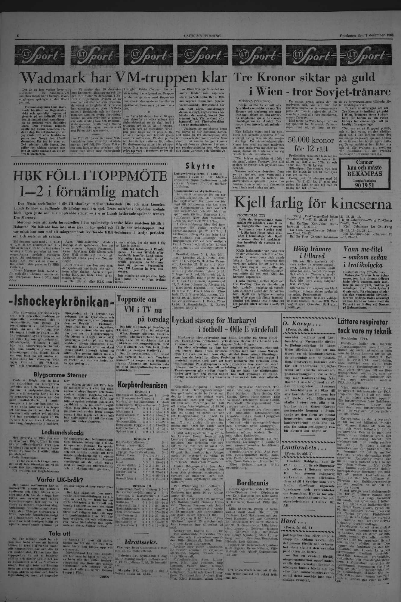 Laholms Tidning Onsdag 7 december 1966, sida 6