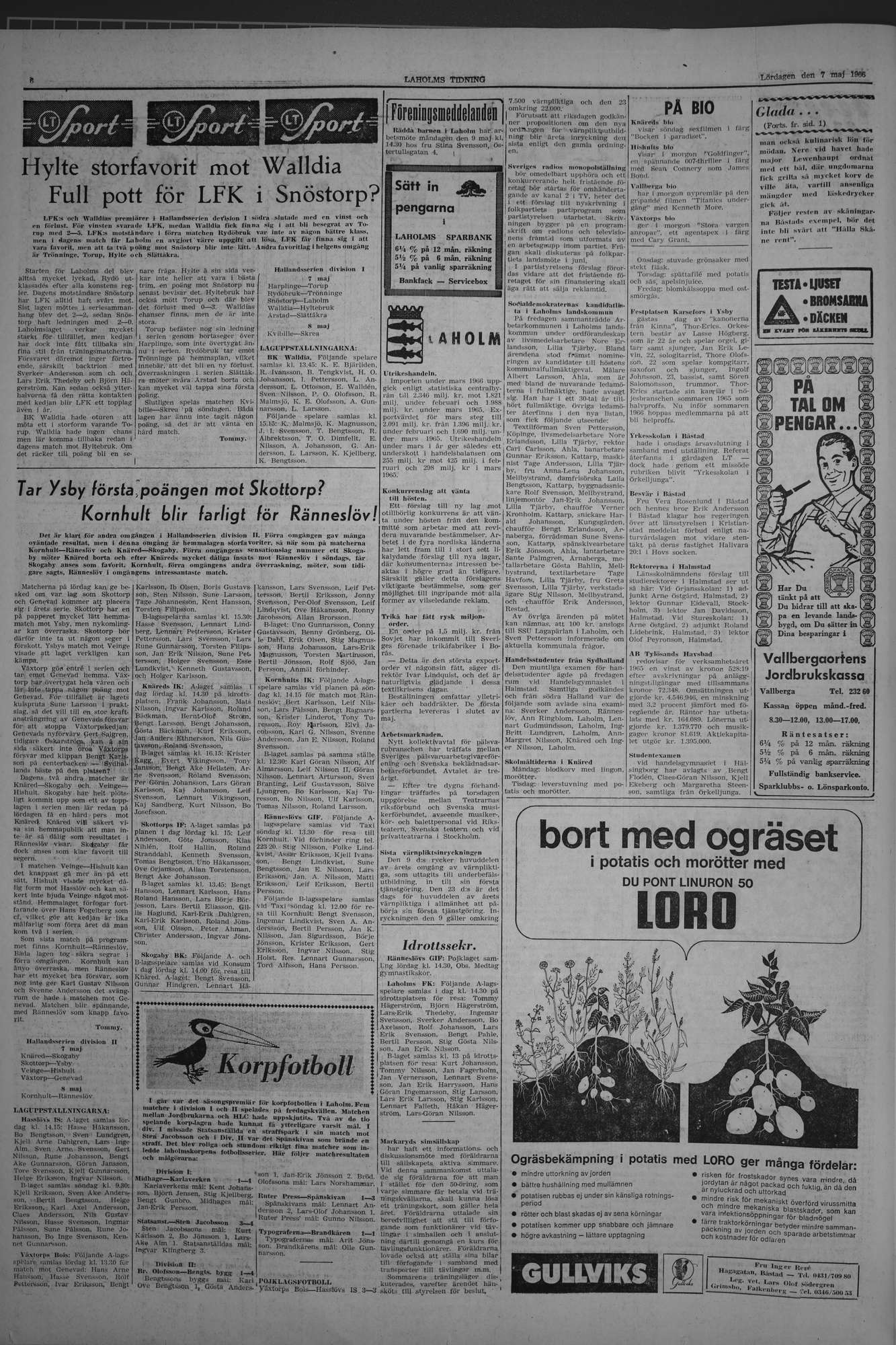 Laholms Tidning Lördag 7 maj 1966, sida 6