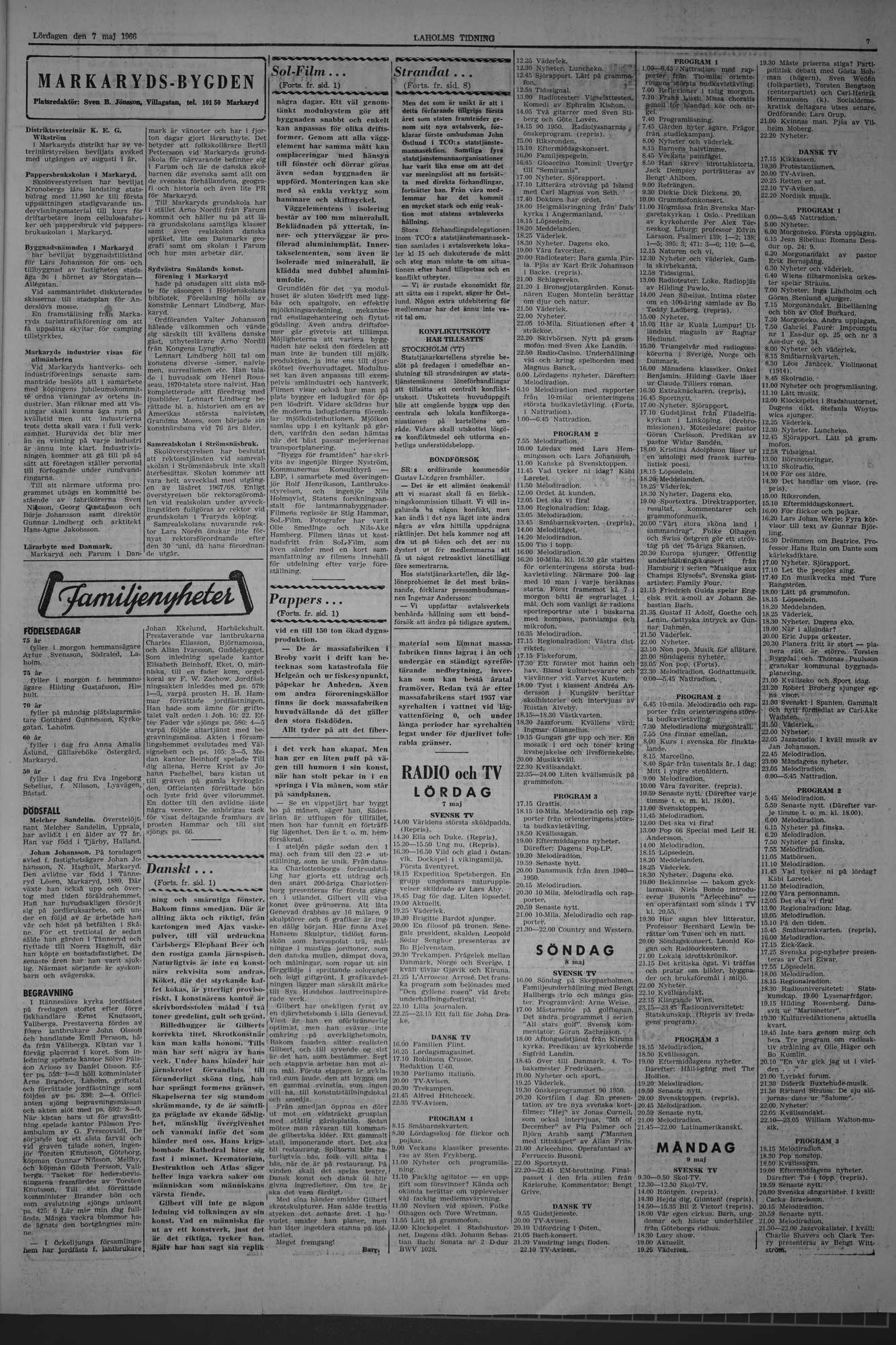 Laholms Tidning Lördag 7 maj 1966, sida 7