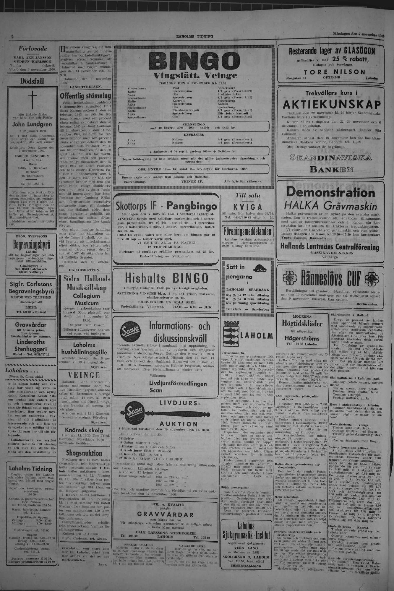 Laholms Tidning Måndag 7 november 1966, sida 2