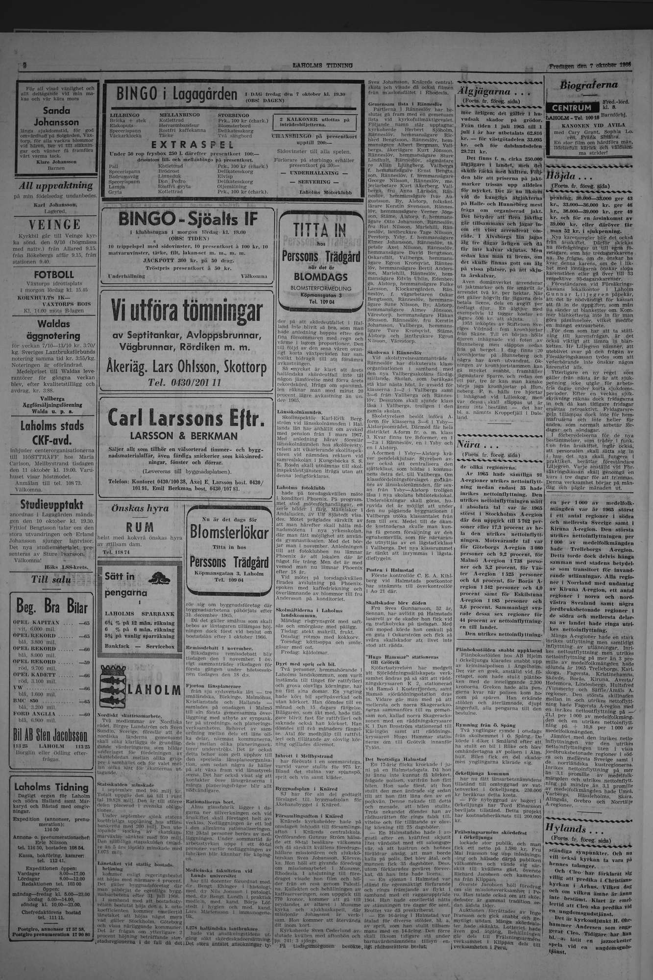 Laholms Tidning Fredag 7 oktober 1966, sida 2