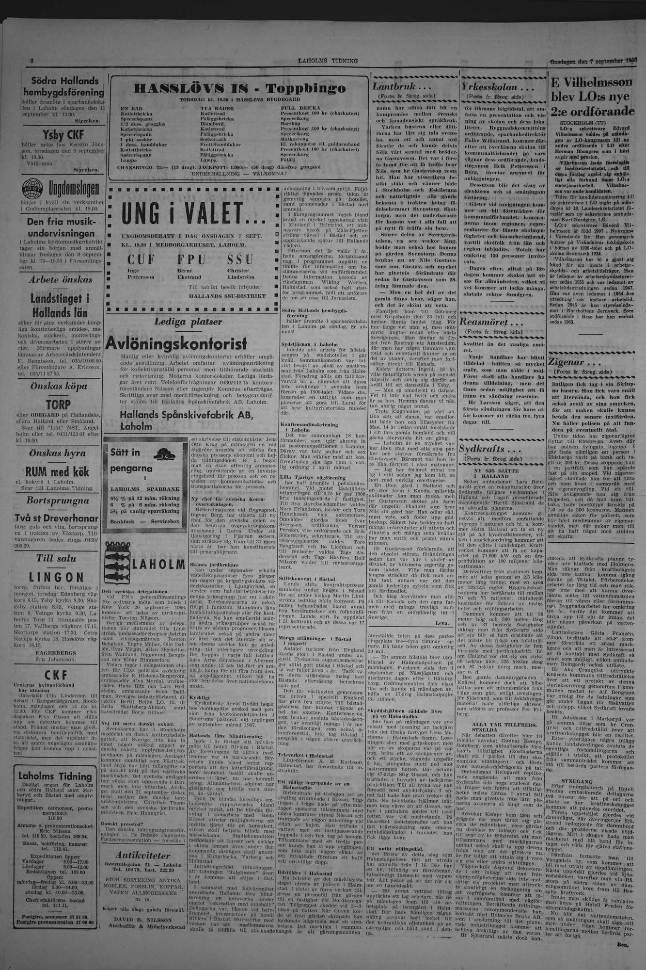 Laholms Tidning Onsdag 7 september 1966, sida 2