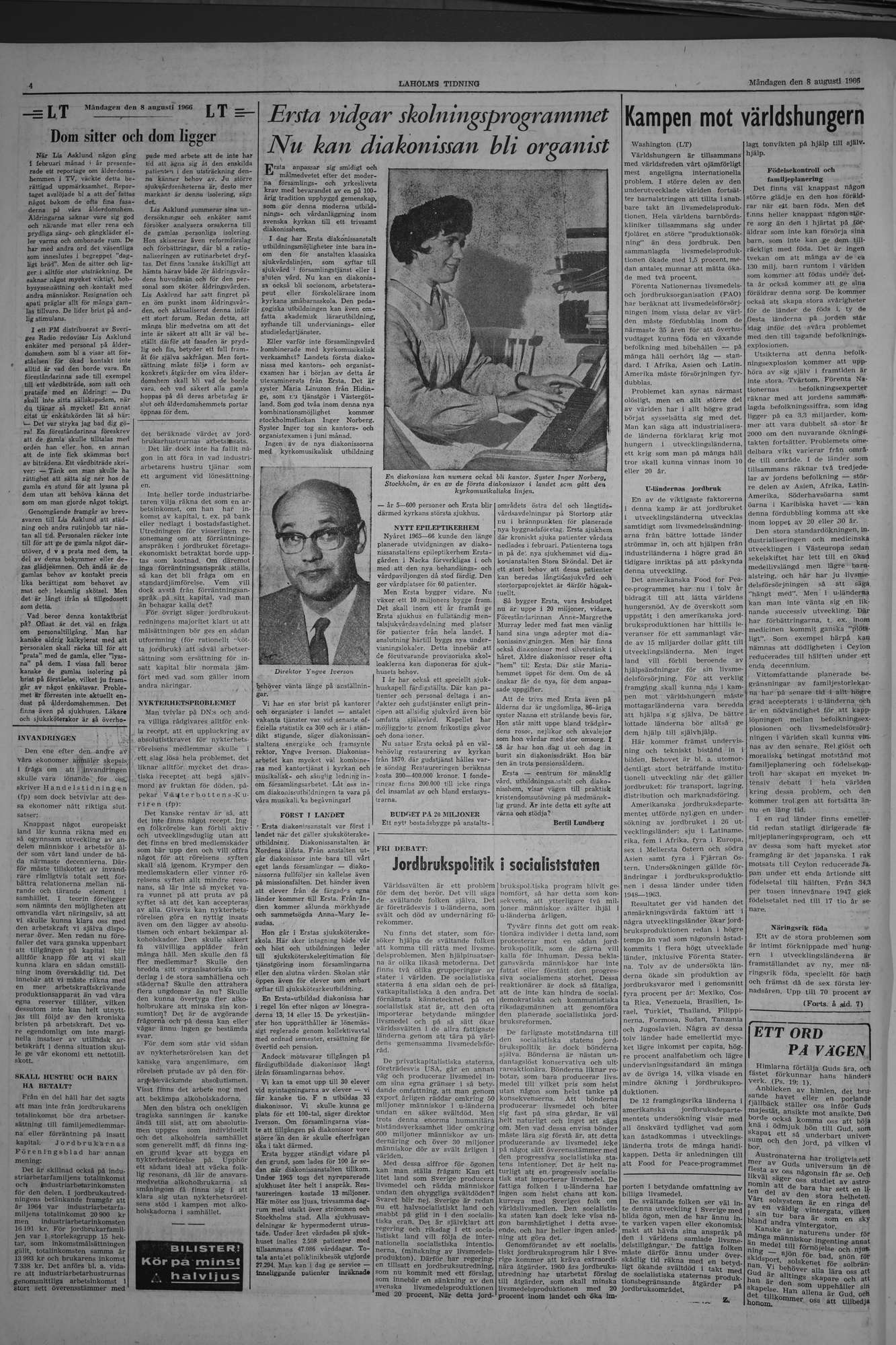 Laholms Tidning Måndag 8 augusti 1966, sida 4
