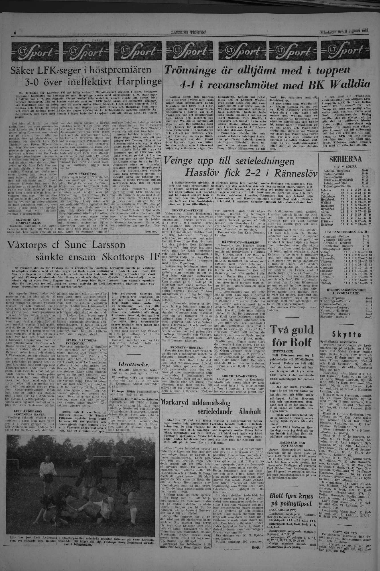 Laholms Tidning Måndag 8 augusti 1966, sida 6